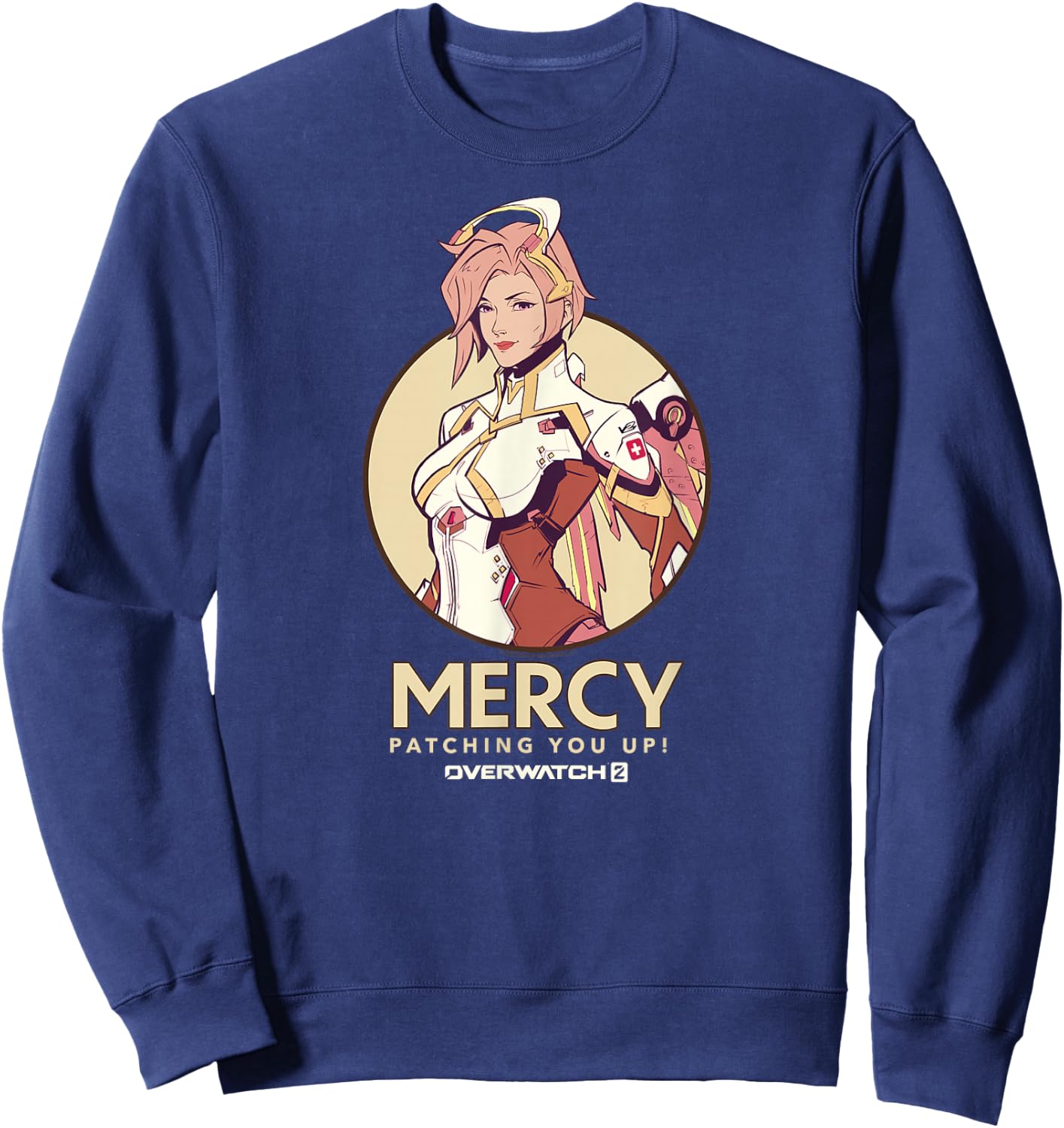 Overwatch 2 Mercy Patching You Up Nurse Icon Circle Sweatshirt - Sweatshirt | Navy
