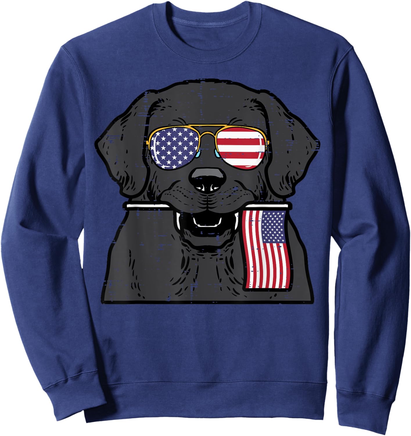 4th July Dog Labrador US Flag Patriotic Pet Men Women Kids Sweatshirt - Sweatshirt | Navy