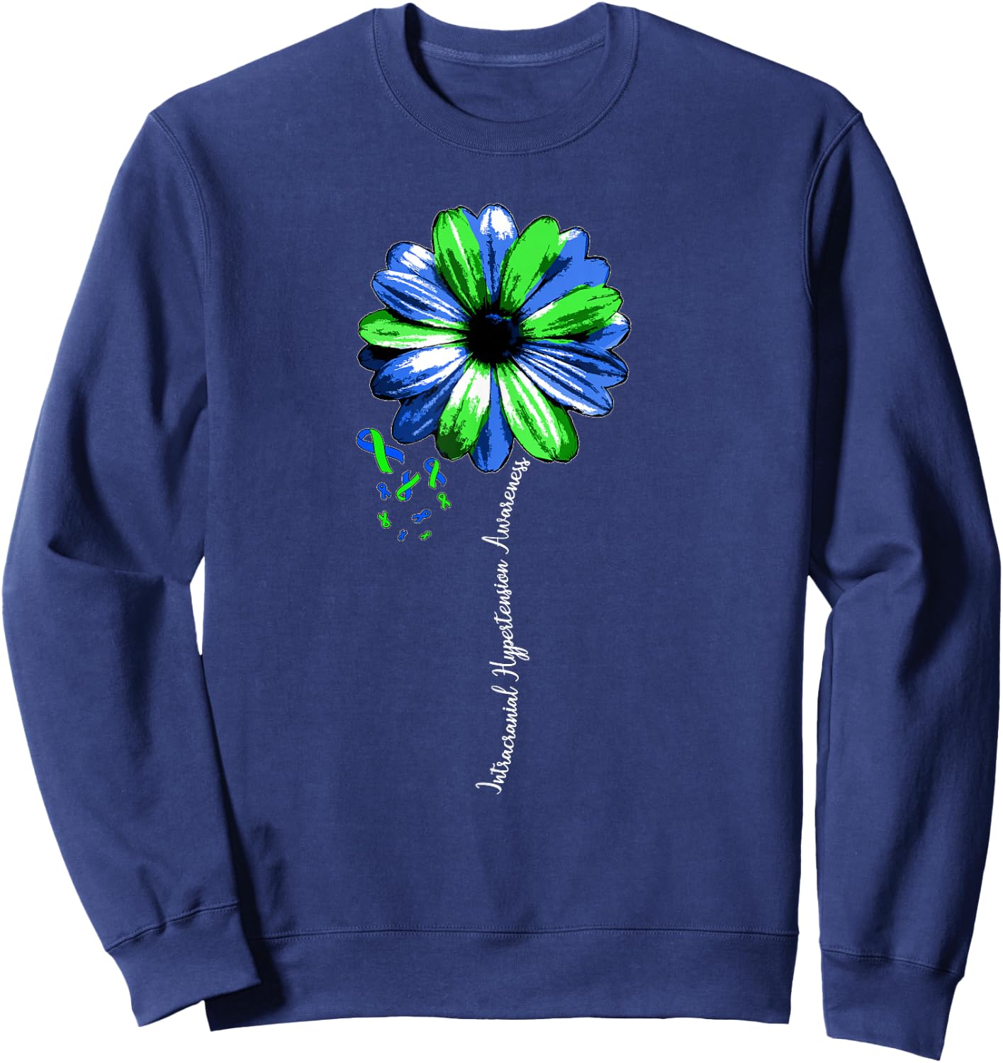 Intracranial Hypertension Awareness Shirt Warrior Pretty Sweatshirt - Sweatshirt | Navy