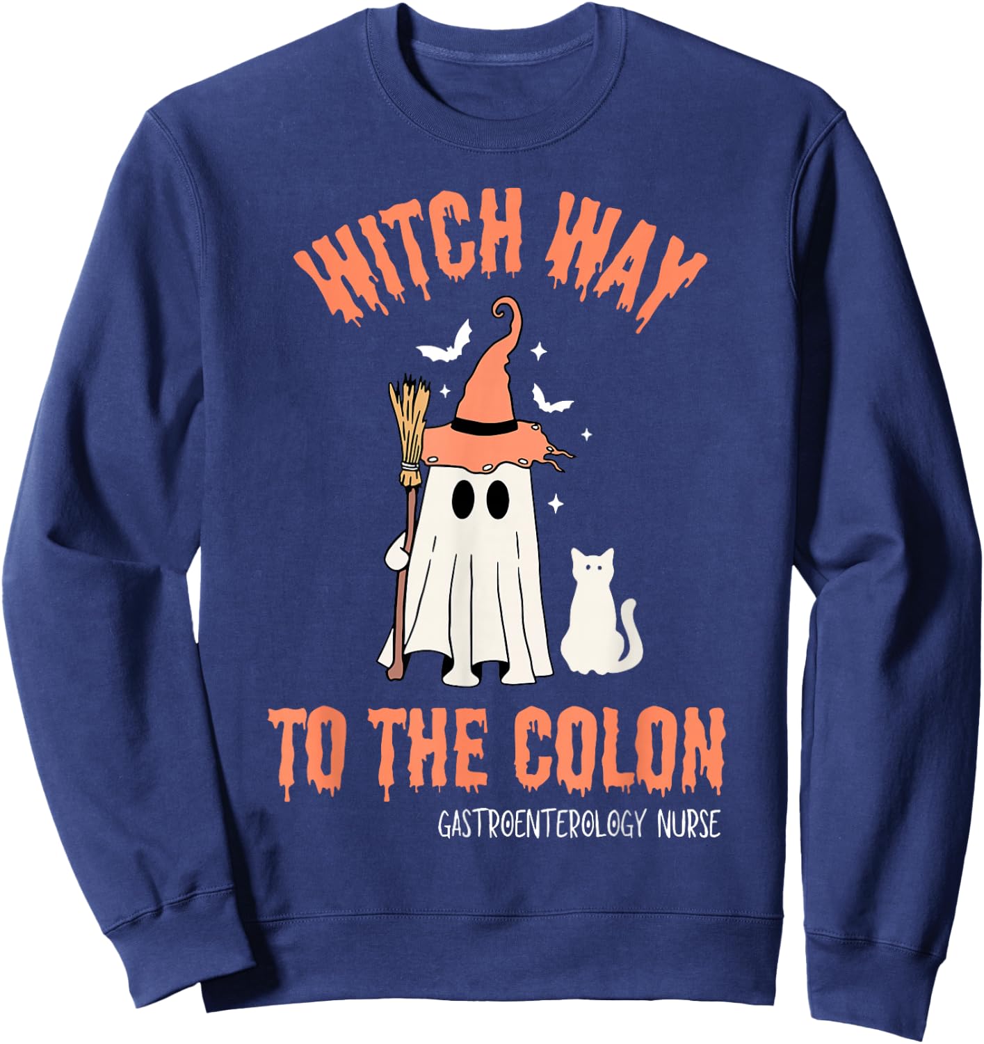 Witch Way To Colon Halloween Gastrointestinal Nurse Ghost Sweatshirt - Sweatshirt | Navy