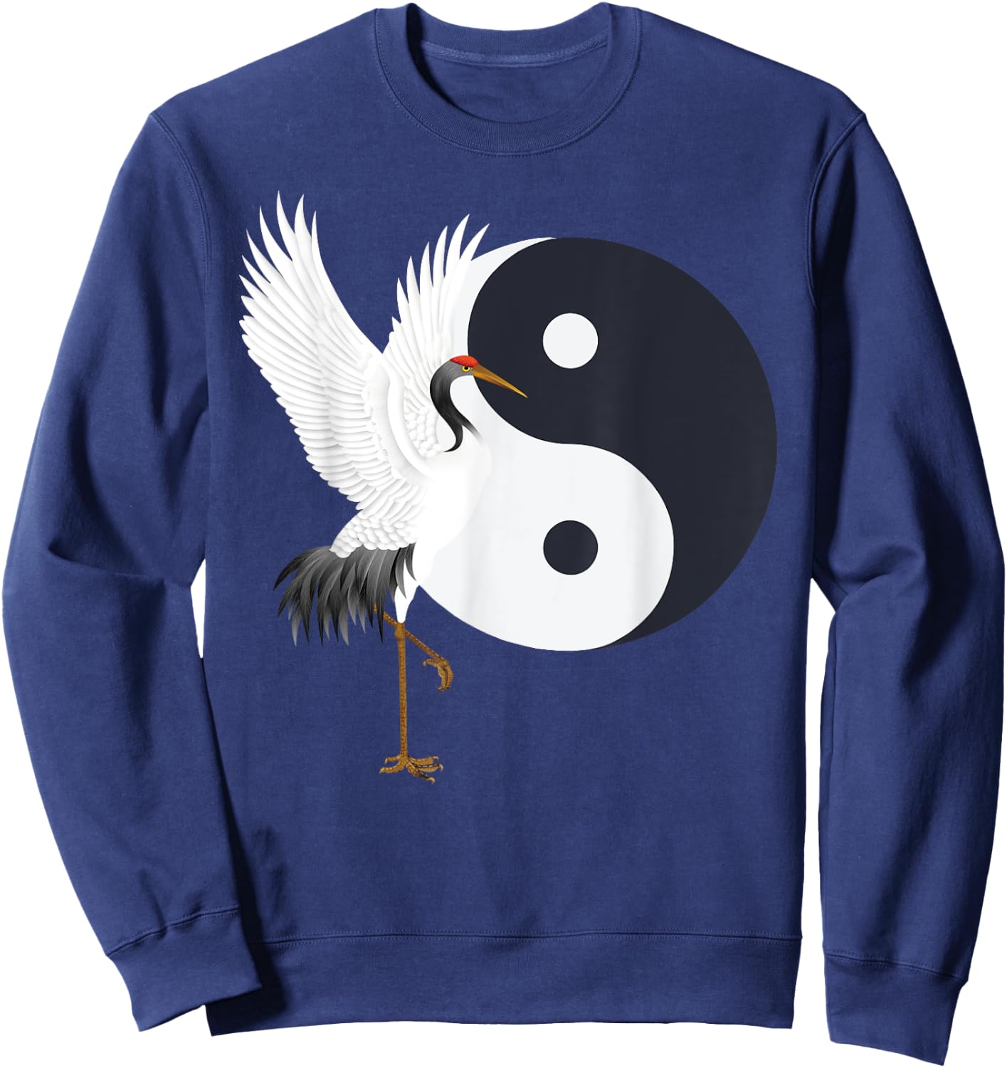 Tai Chi White Crane Yin, Yang, Qi Gong, Chinese White Bird Sweatshirt - Sweatshirt | Navy