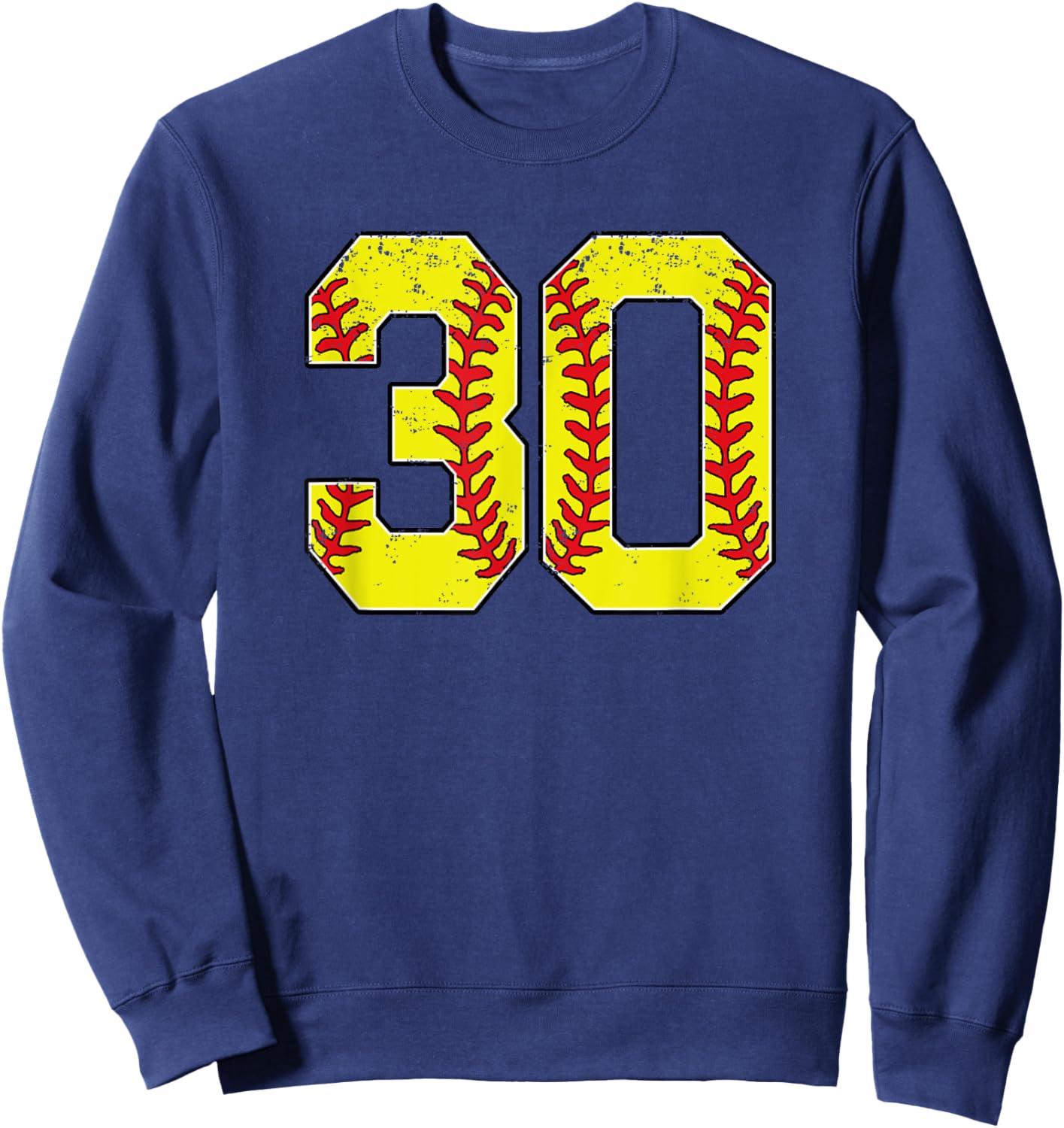 Softball Number 30 Mom Dad Show Support Favorite Player Sweatshirt - Sweatshirt | Navy