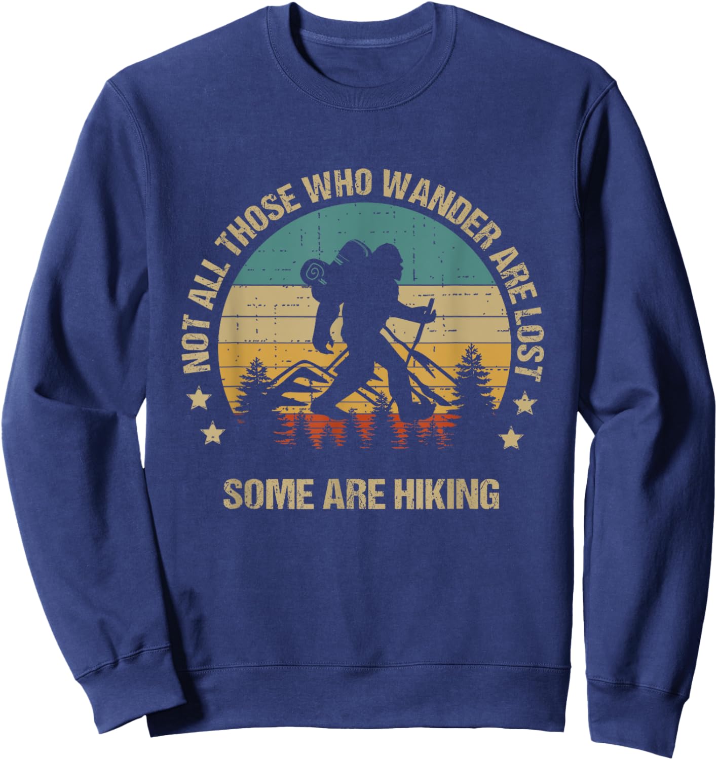 Vintage Bigfoot Funny Hiker Hiking Outdoor Sweatshirt - Sweatshirt | Navy