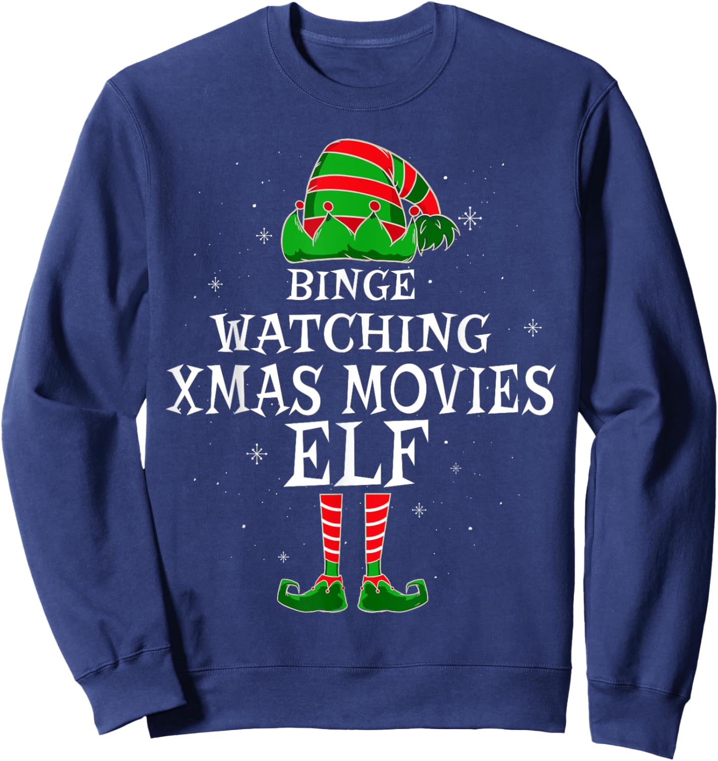 Binge Watching Xmas Movies Elf Matching Family Christmas Sweatshirt - Sweatshirt | Navy
