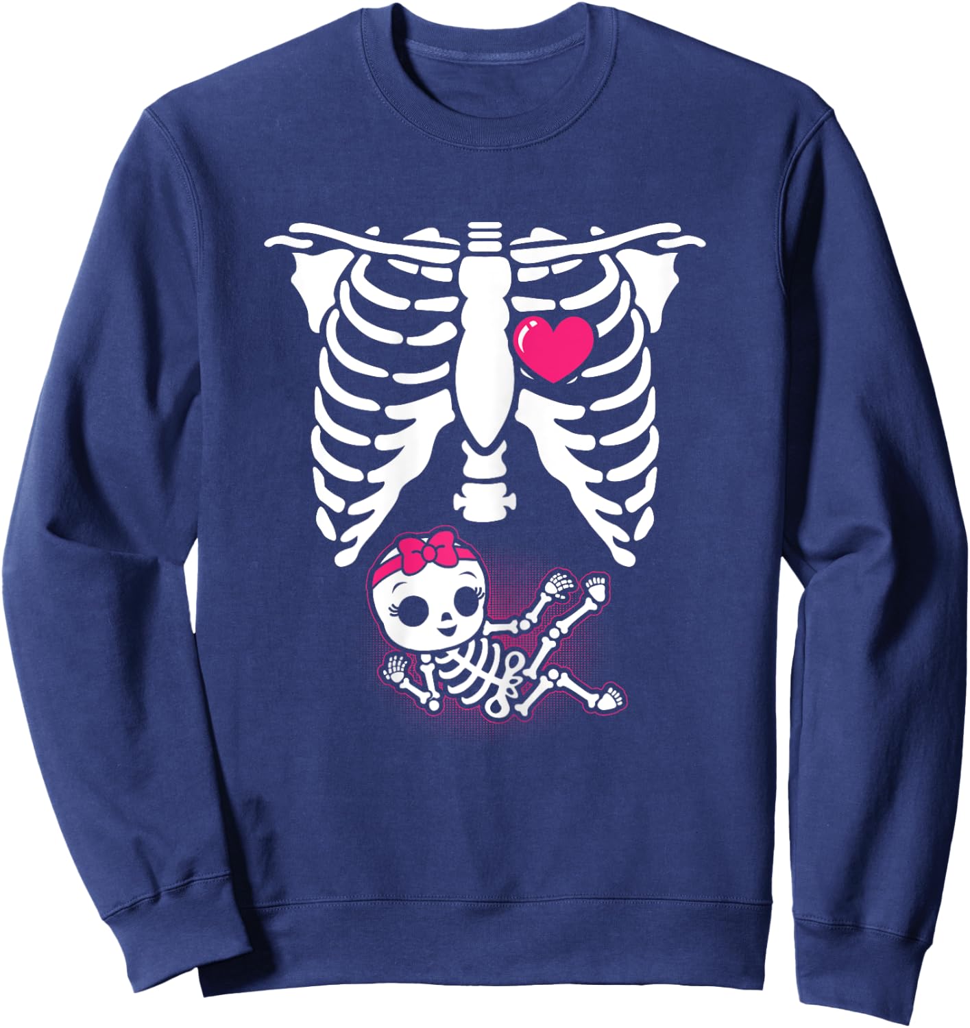 Halloween Skeleton Pregnancy Baby Girl X-Ray Funny Pregnant Sweatshirt - Sweatshirt | Navy