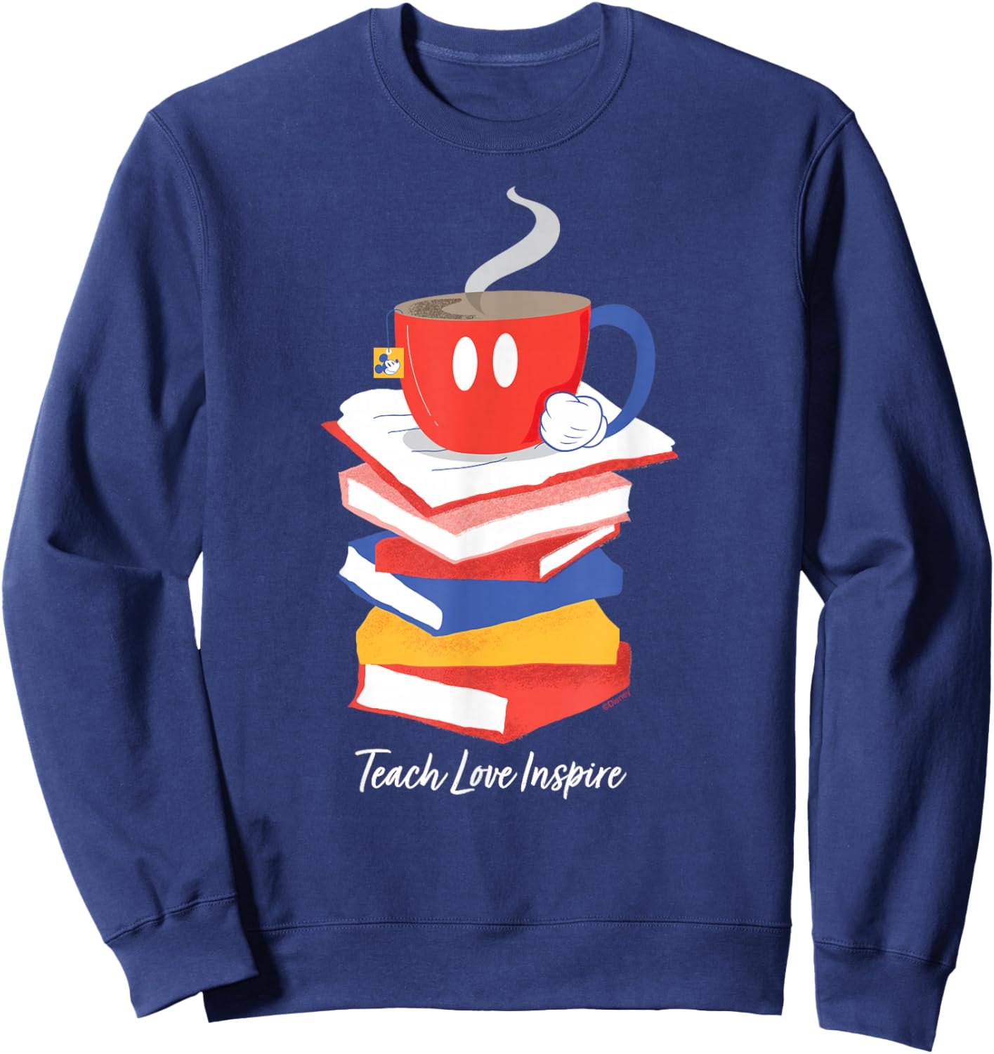 Disney Mickey Mouse Teacup Teach Love Inspire Teacher's Day Sweatshirt - Sweatshirt | Navy