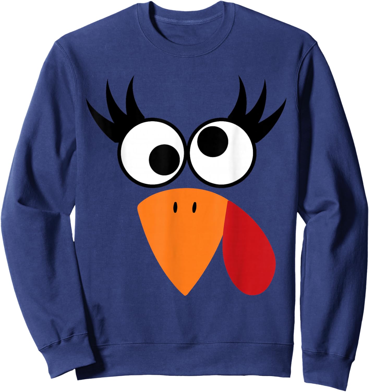 Funny Silly Turkey Face Happy Turkey Day Thanksgiving Sweatshirt - Sweatshirt | Navy