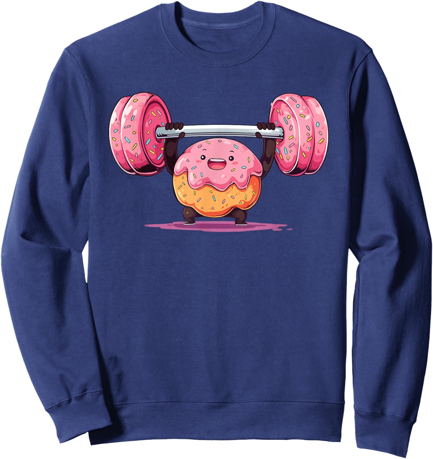 Donut Weightlifting Barbell Workout Gym Weightlifter Sweatshirt - Sweatshirt | Navy