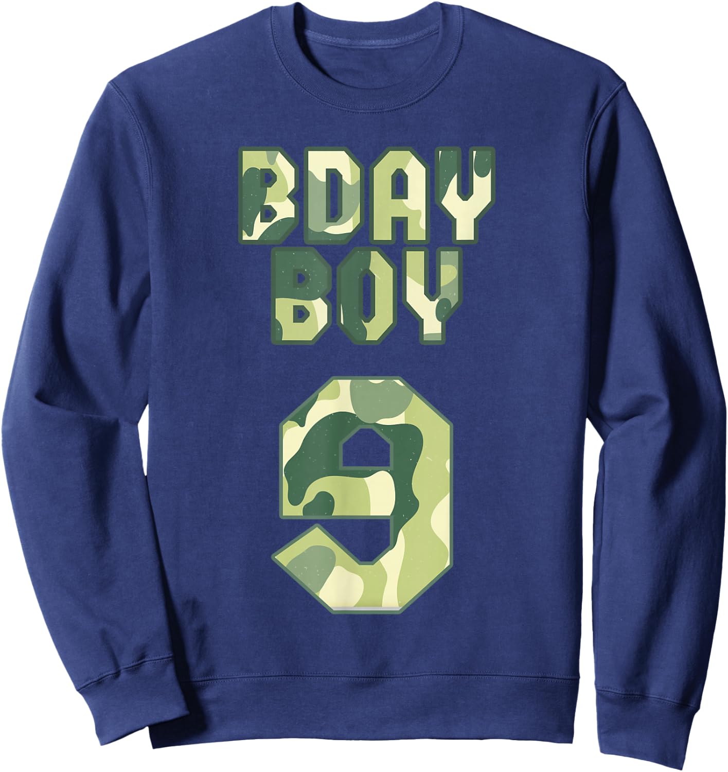 BDAY BOY Military Little Officer 9th Birthday My Camouflage Sweatshirt - Sweatshirt | Navy