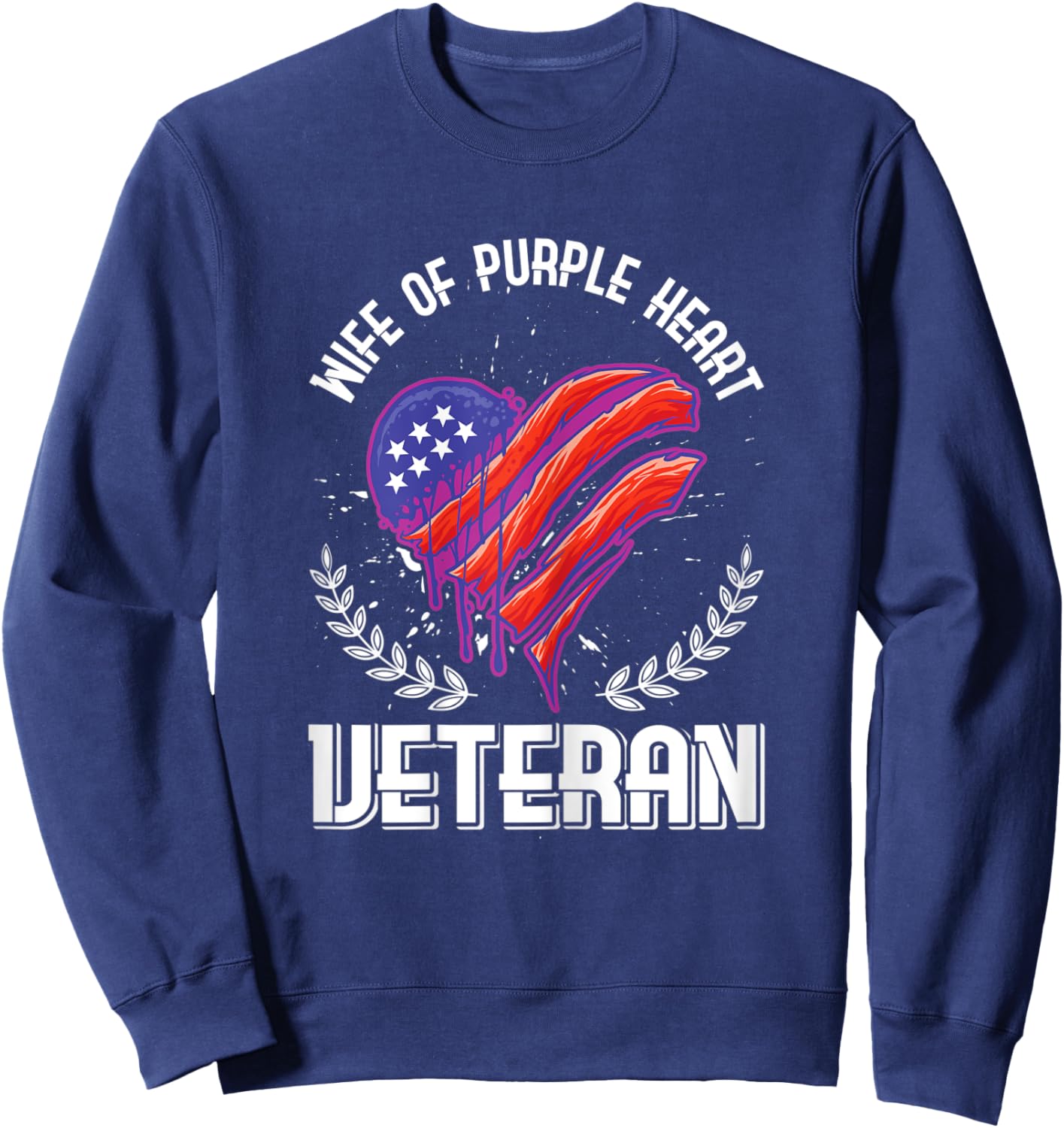 Wife of purple heart Veteran American flag Sweatshirt - Sweatshirt | Navy