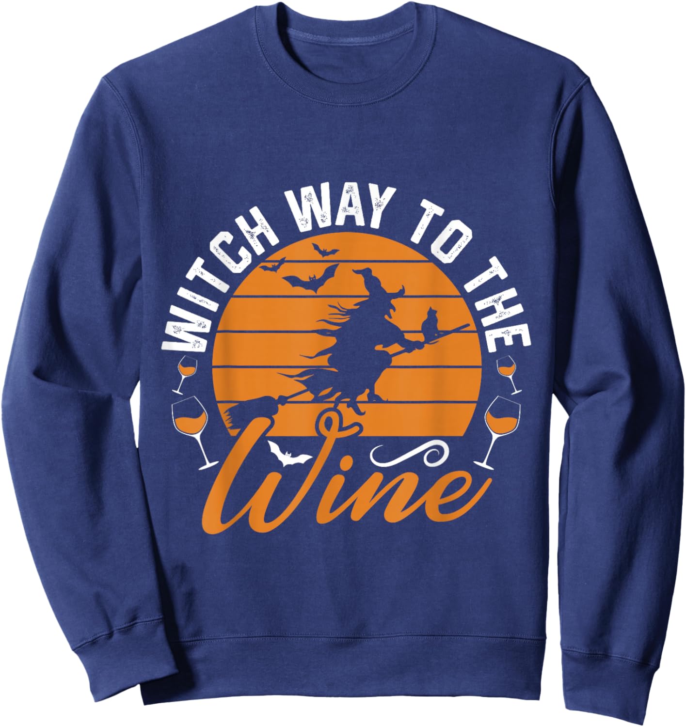 Witch Way to The Wine Halloween Party Costume Sweatshirt - Sweatshirt | Navy