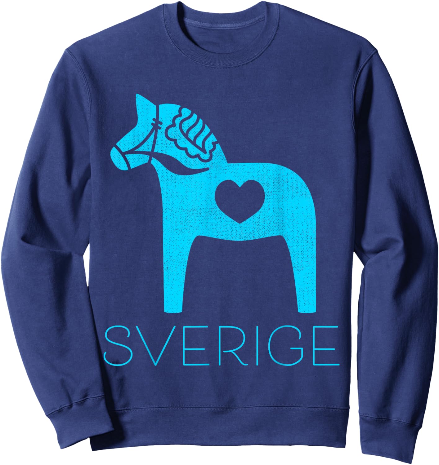 Sverige Sweden Swedish Blue Dala Horse Heart Dalecarlian Sweatshirt - Sweatshirt | Navy