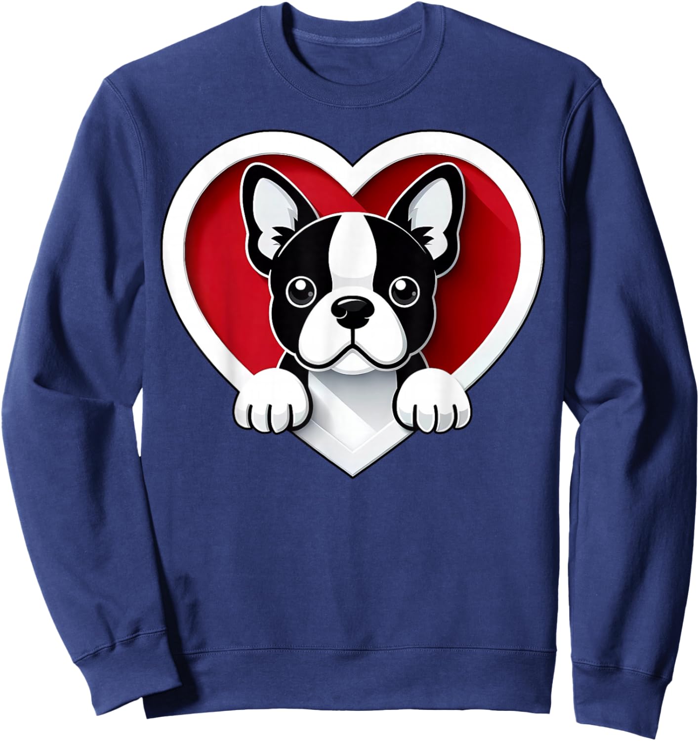 Boston Terrier Heart Cute Bostie Puppy Lover or Dog Owner Sweatshirt - Sweatshirt | Navy