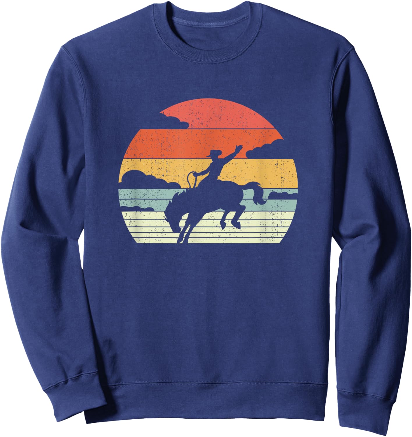 Retro Cowboy Horse Riding - Vintage Horseman Rodeo Sweatshirt - Sweatshirt | Navy