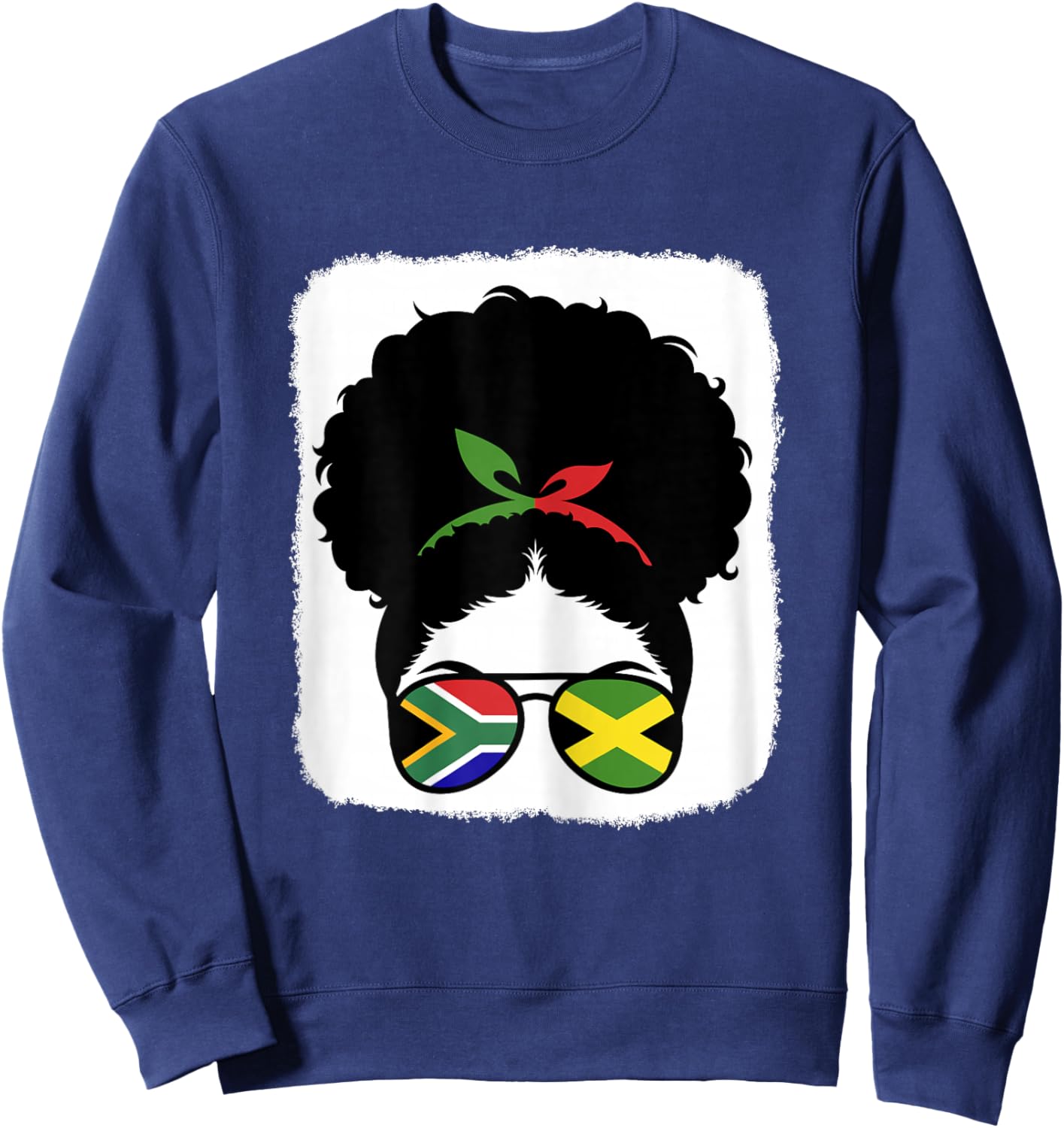 South Africa and Jamaica Mix Half South African Jamaican Sweatshirt - Sweatshirt | Navy
