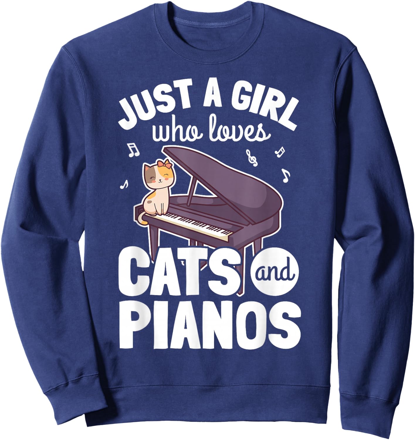 Piano Player Pianist Piano Musician I Cat Sweatshirt - Sweatshirt | Navy