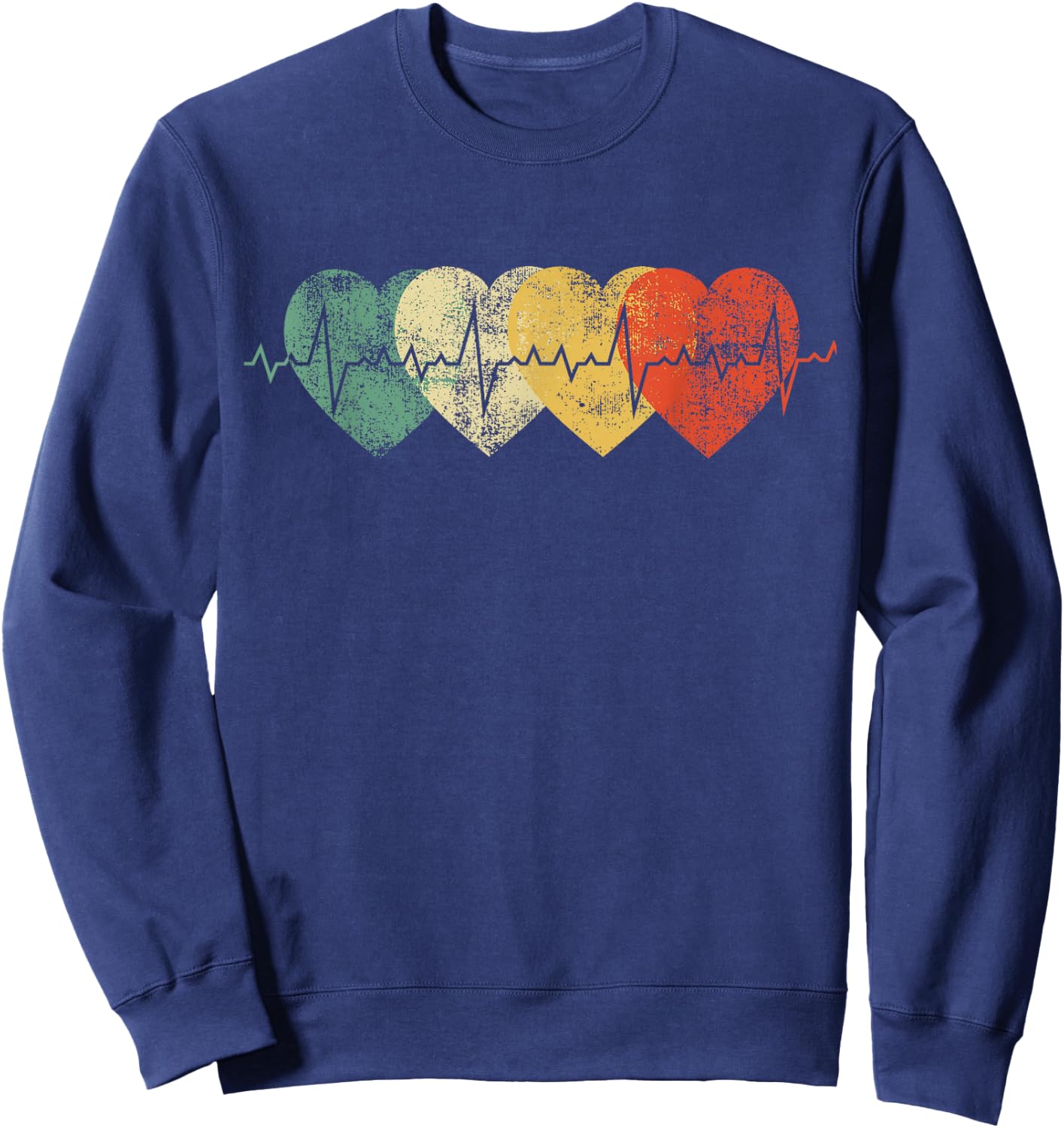 Funny Nurse Heartbeat Gifts Retro Vintage Heart Nursing Sweatshirt - Sweatshirt | Navy