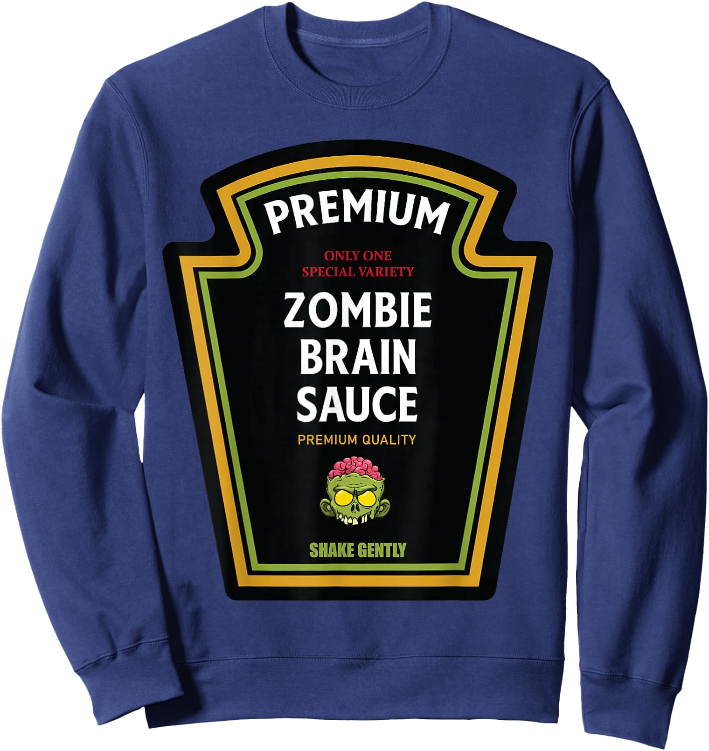 Zombie Brain Sauce 2024 Halloween Ketchup Matching Costume Sweatshirt - Sweatshirt | Navy