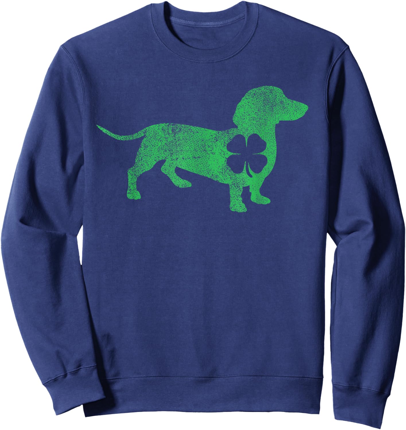 St. Patrick's Day Dog Dachshund Irish Ireland Shamrock Green Men Women Kids Sweatshirt - Sweatshirt | Navy