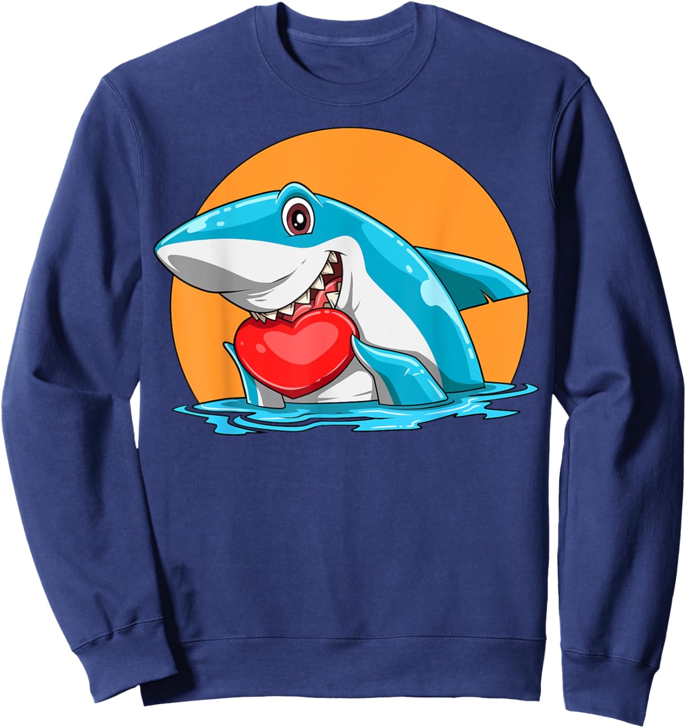 Shark Valentine's Day Loving Shark Heart Eating Shark Hearts Sweatshirt - Sweatshirt | Navy