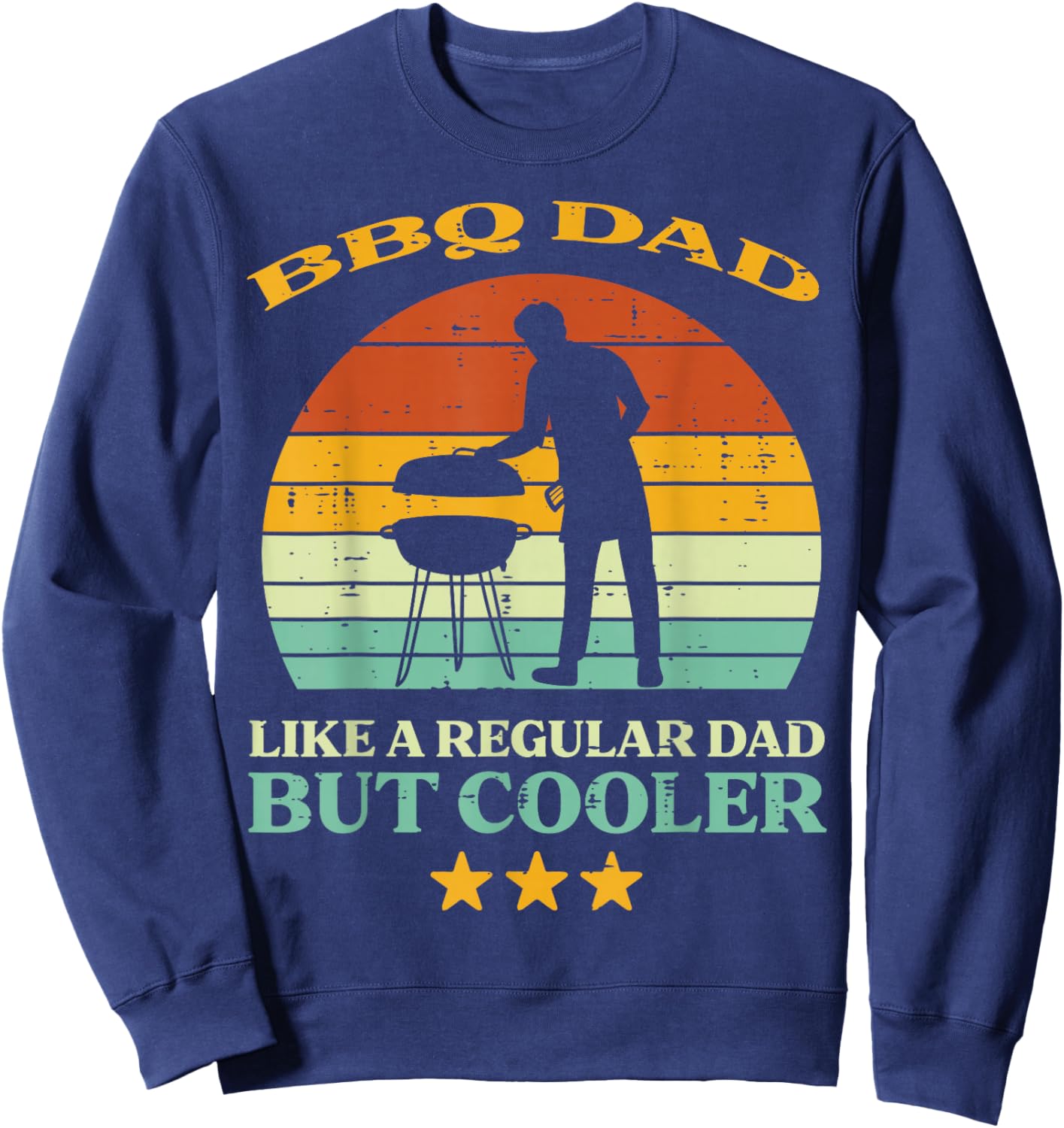 Bbq Dad Cooler Retro Barbecue Grill Fathers Day Daddy Papa Sweatshirt - Sweatshirt | Navy