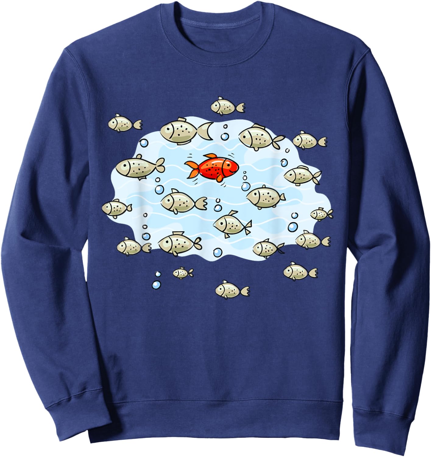 Fish Swim Against The Current In The Sea Sweatshirt - Sweatshirt | Navy