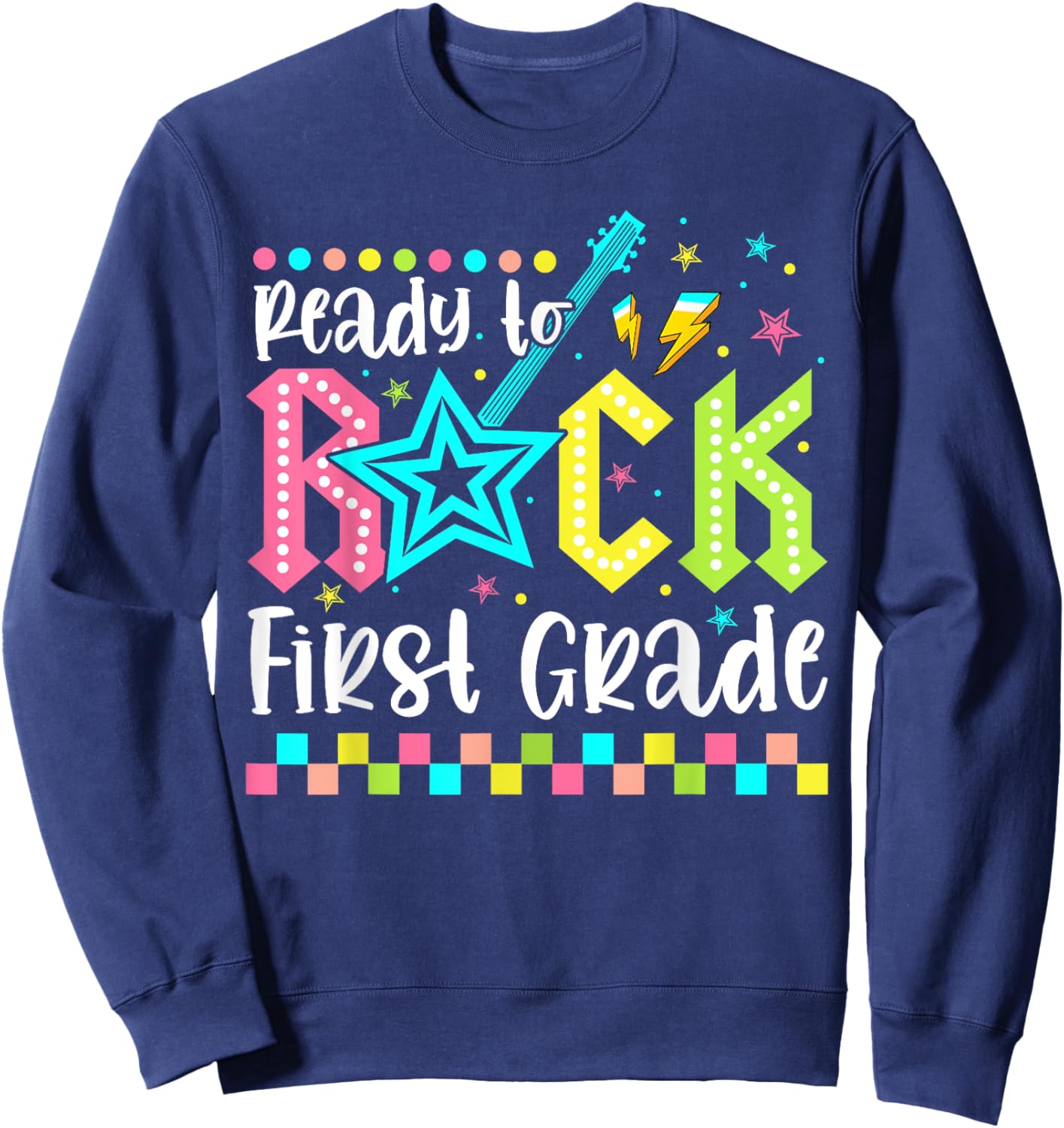 Ready To Rock First Grade Back To School 1st Grade Boys Kids Sweatshirt - Sweatshirt | Navy