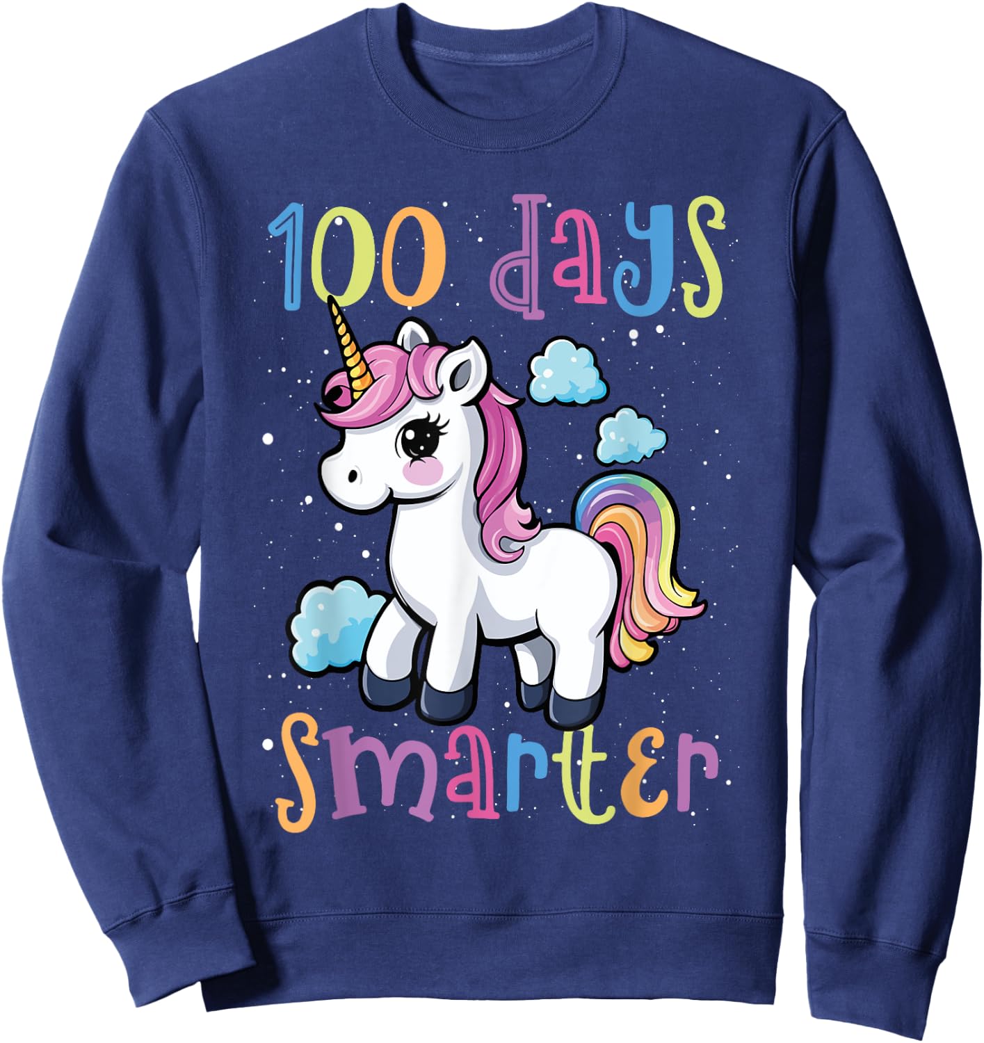 100 Days Smarter Unicorn Magic 100th Day Of School Kids Sweatshirt - Sweatshirt | Navy