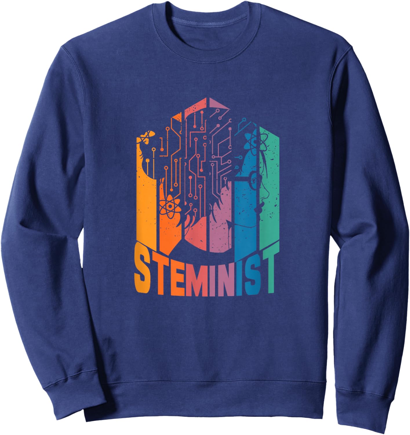 Vintage Steminist | Scientist Feminist | Women In STEM Sweatshirt - Sweatshirt | Navy