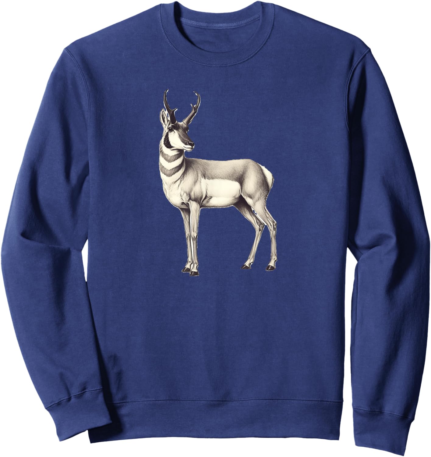 Pronghorn Antelope Simple Wildlife Graphic Sweatshirt - Sweatshirt | Navy