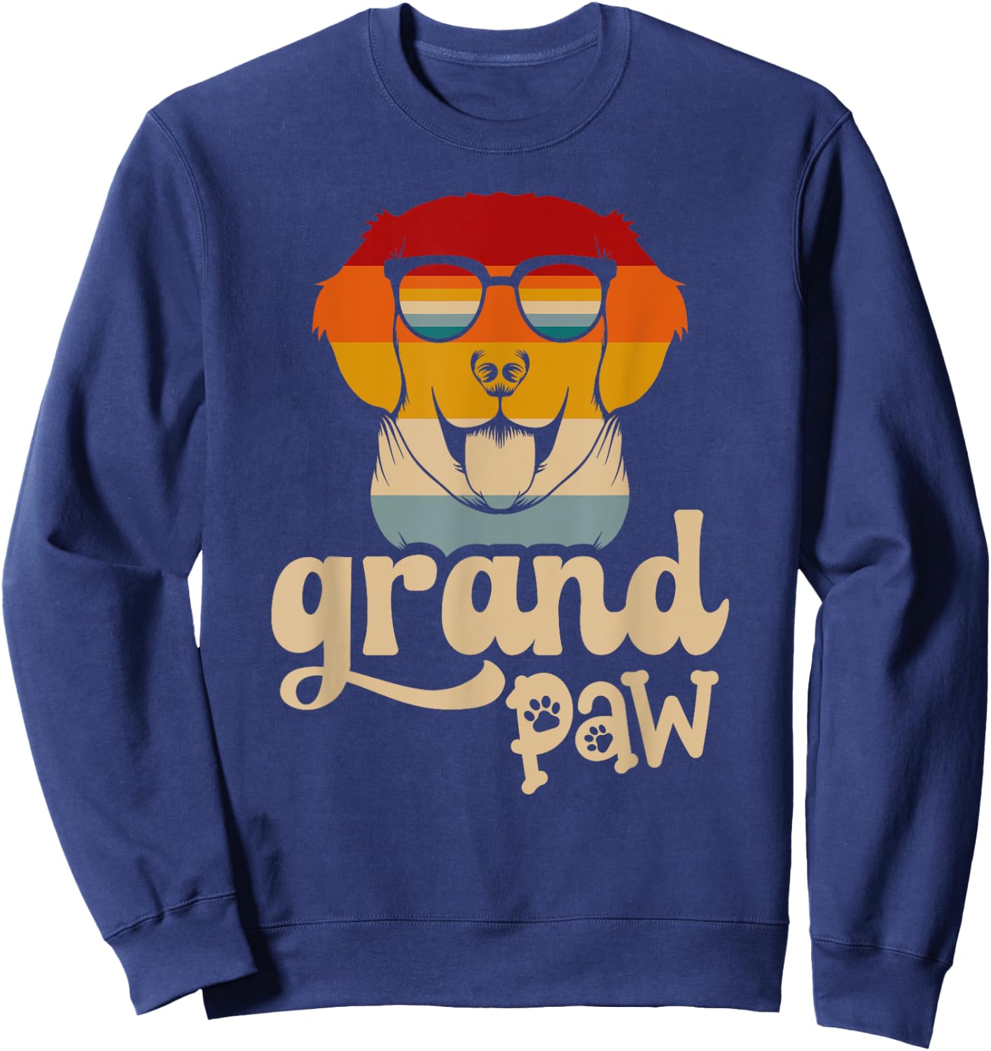 Grandpaw Grand paw Retriever Grandpa Funny Vintage Dog Lover Sweatshirt - Sweatshirt | Navy