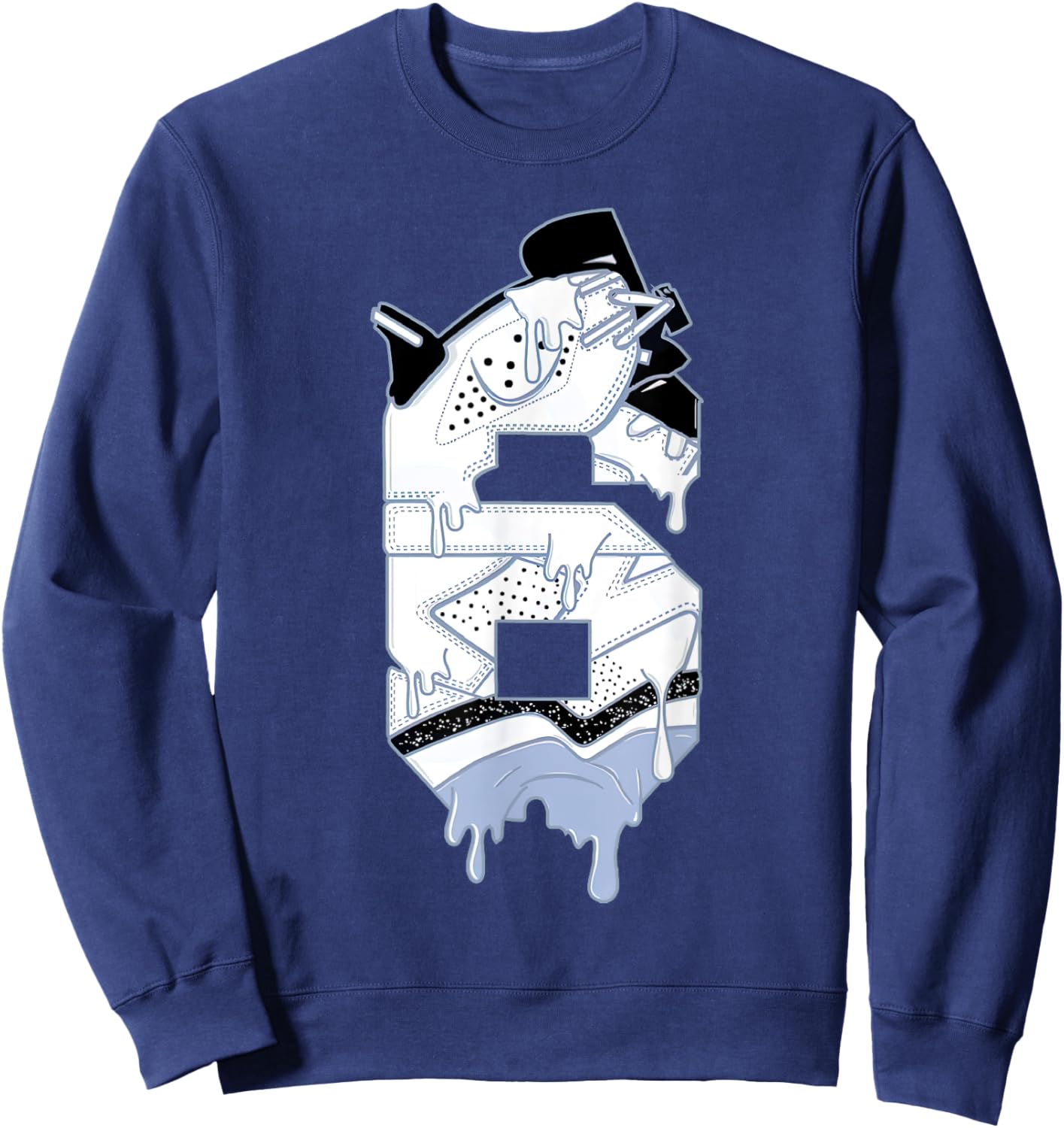 Number 6 Reverse Black White 6s Matching Women Sweatshirt - Sweatshirt | Navy