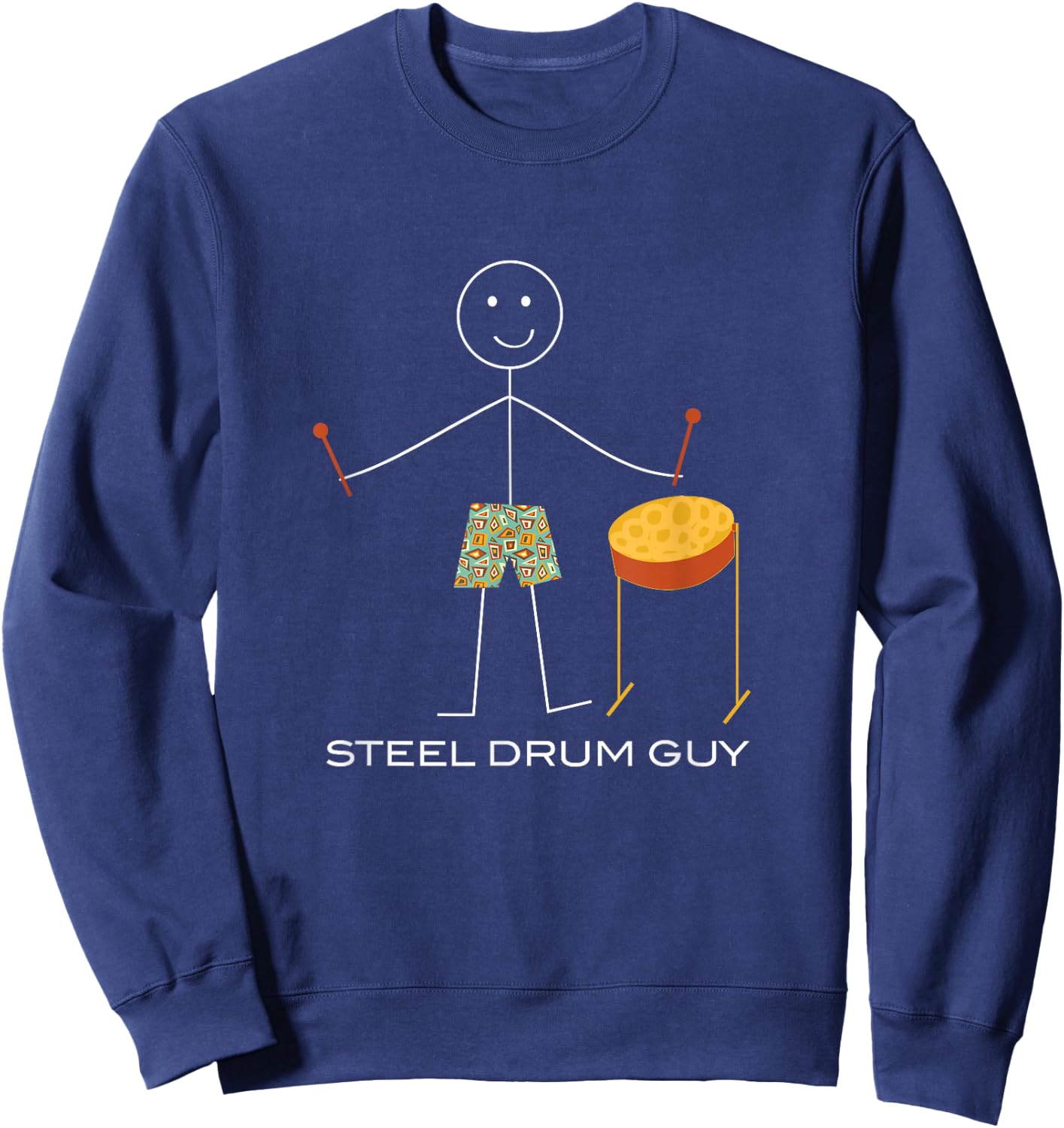 Funny Steel Drum Guy, Boy Steel Pan Player Sweatshirt - Sweatshirt | Navy