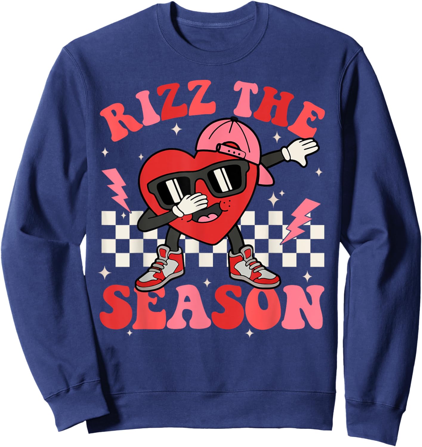 Rizz The Season Valentine Dabbing Heart Valentine Rizzler Sweatshirt - Sweatshirt | Navy