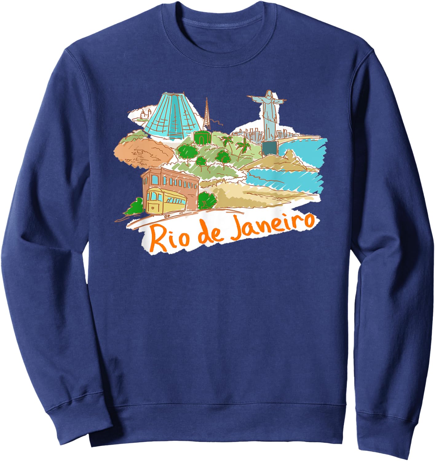 Rio De Janeiro Beach Christ the Redeemer Women Girls Kids Sweatshirt - Sweatshirt | Navy