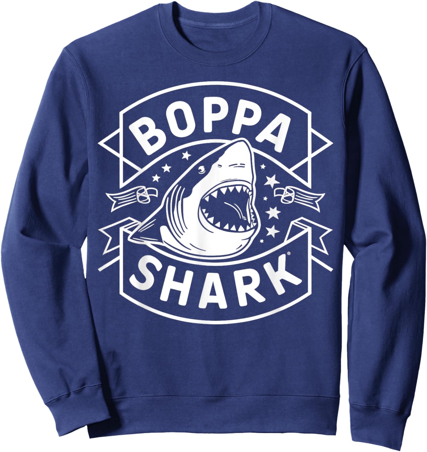 Boppa Shark Grandpa Gifts Funny Graphic Sweatshirt - Sweatshirt | Navy