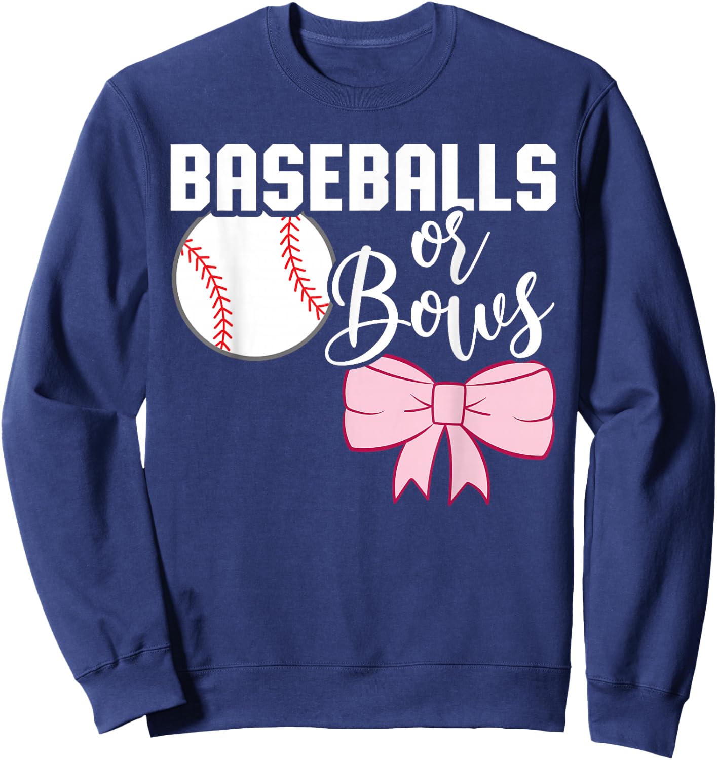 Cute Baseballs or Bows Gender Reveal - Team Boy or Team Girl Sweatshirt - Sweatshirt | Navy