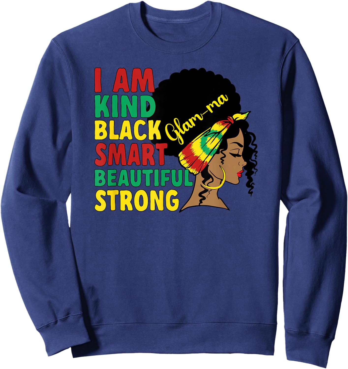 Black Glam-Ma Grandmother African American Glam-Ma Grandma Sweatshirt - Sweatshirt | Navy
