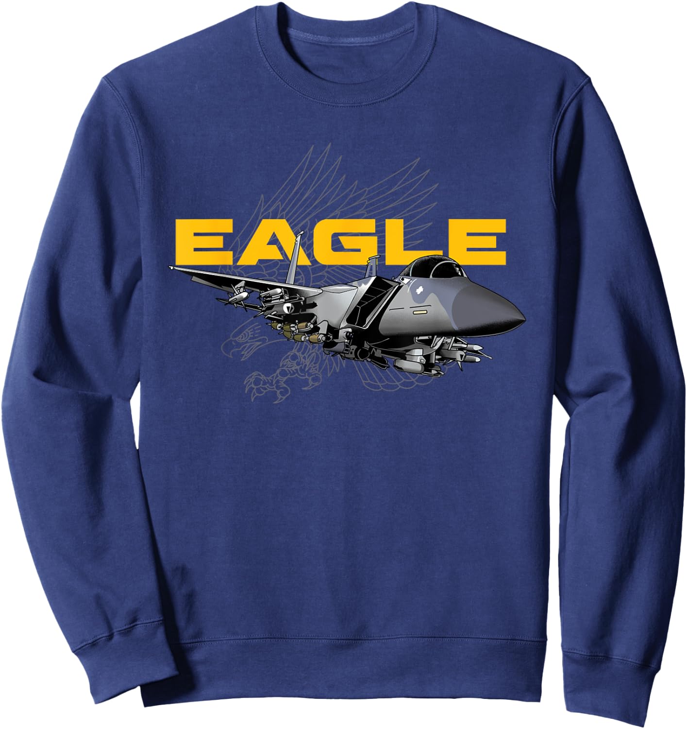 F15 Eagle Military Airplane Sweatshirt - Sweatshirt | Navy