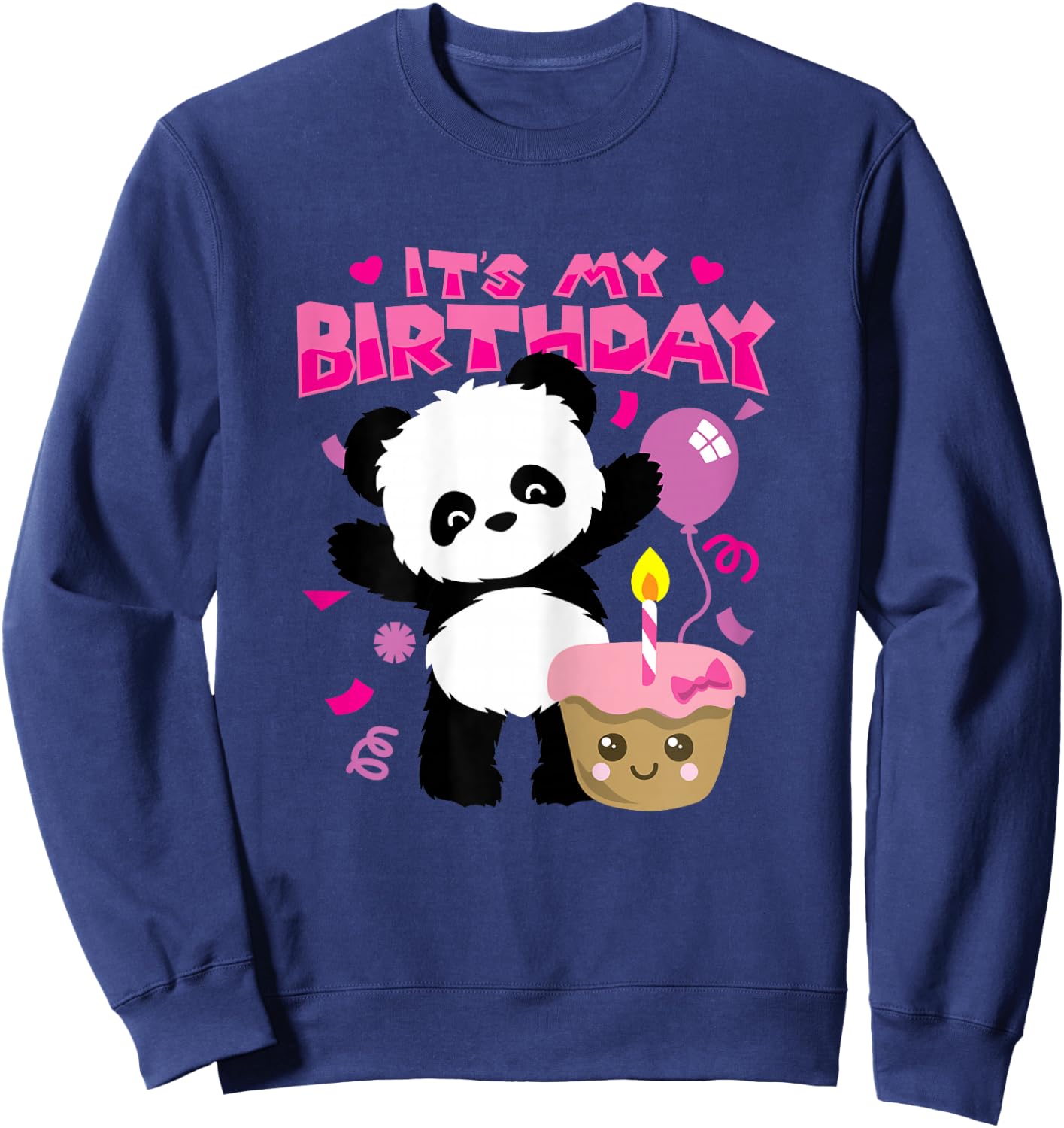 Panda It's My Birthday Party Gift Girls Sweatshirt - Sweatshirt | Navy