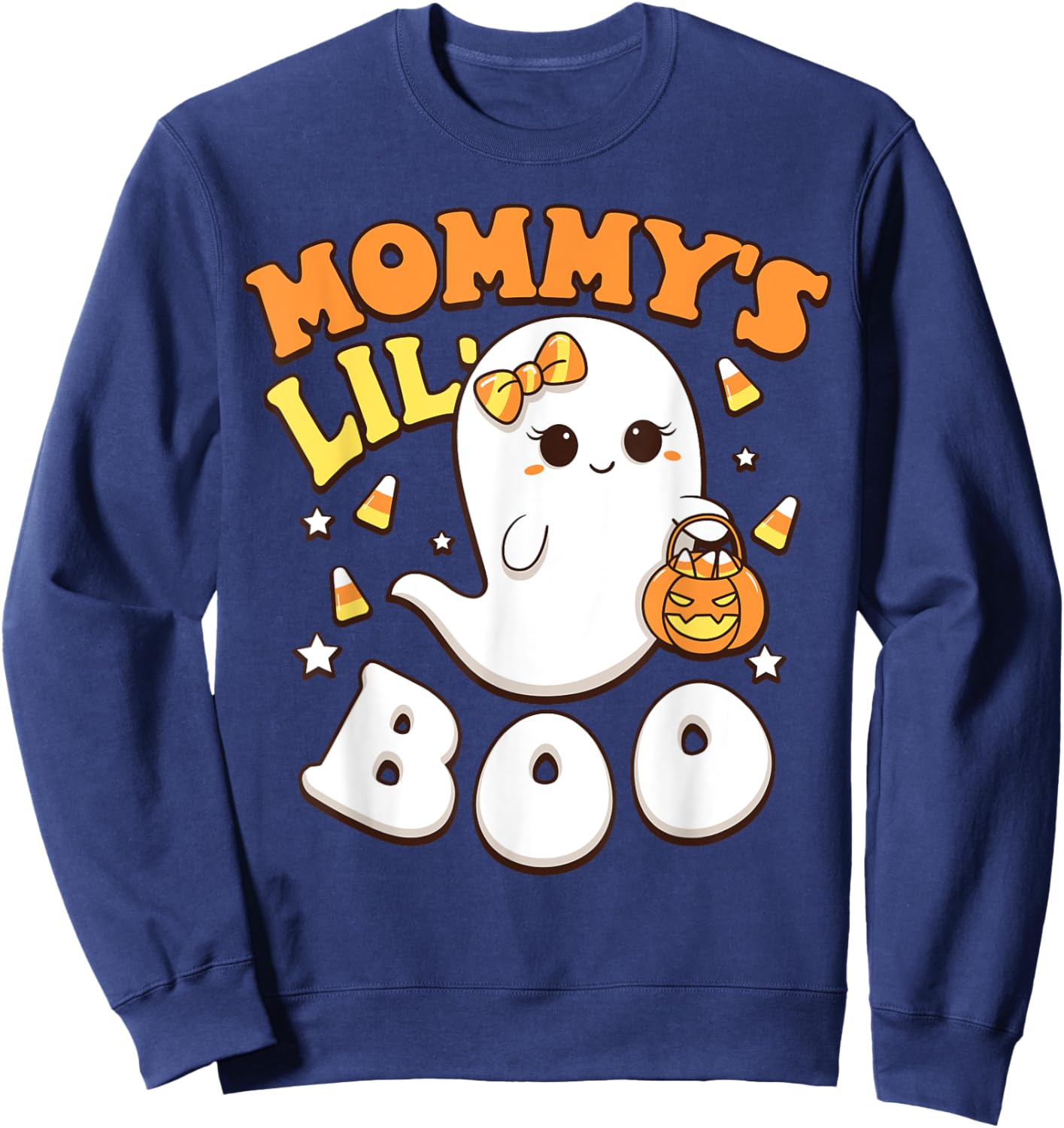 Mommy's Lil' Boo Baby Girls Toddler Halloween Cute Boo Ghost Sweatshirt - Sweatshirt | Navy