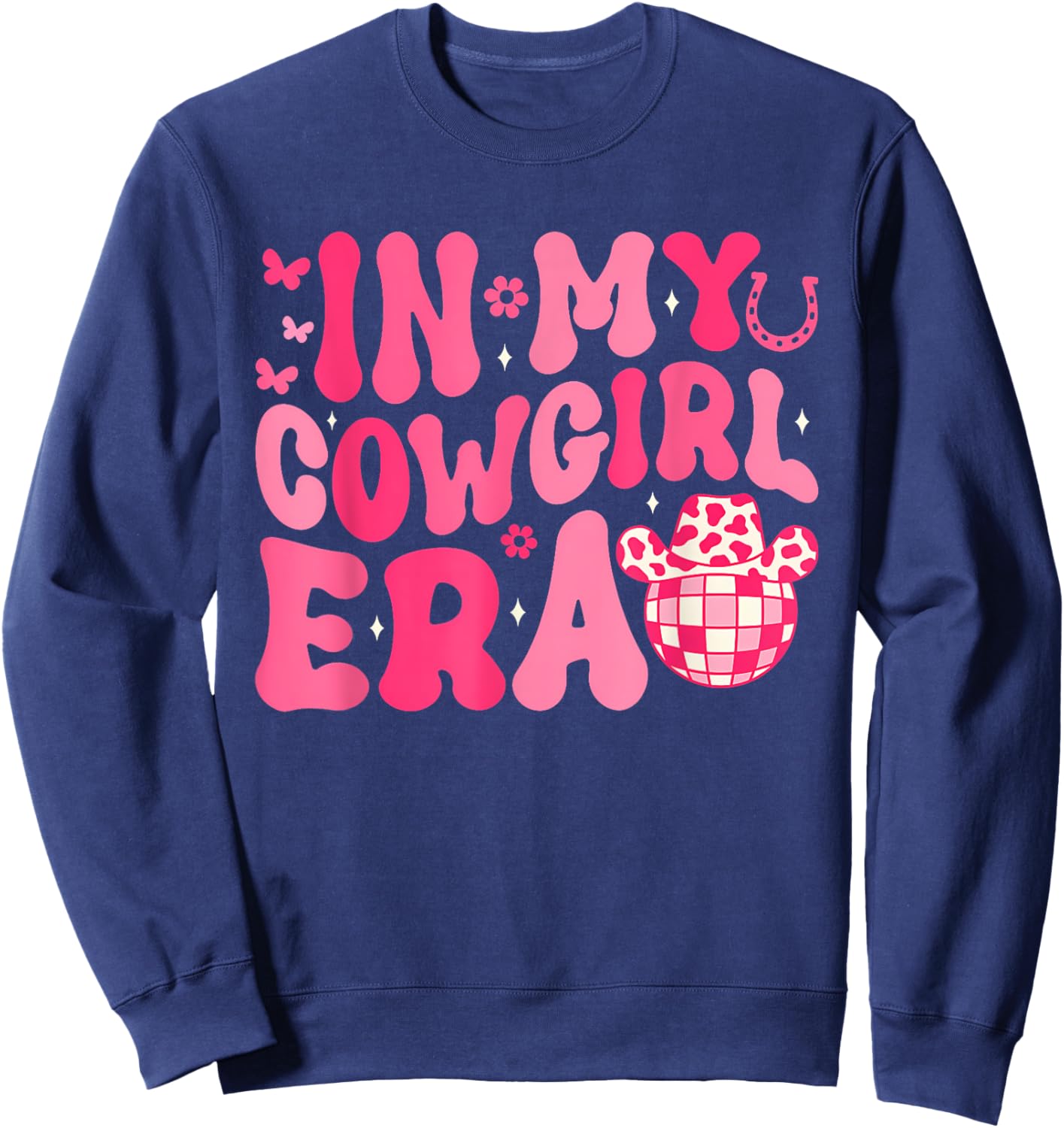 In My Cowgirl Era Groovy Cute Western Rodeo Cowgirl Sweatshirt - Sweatshirt | Navy
