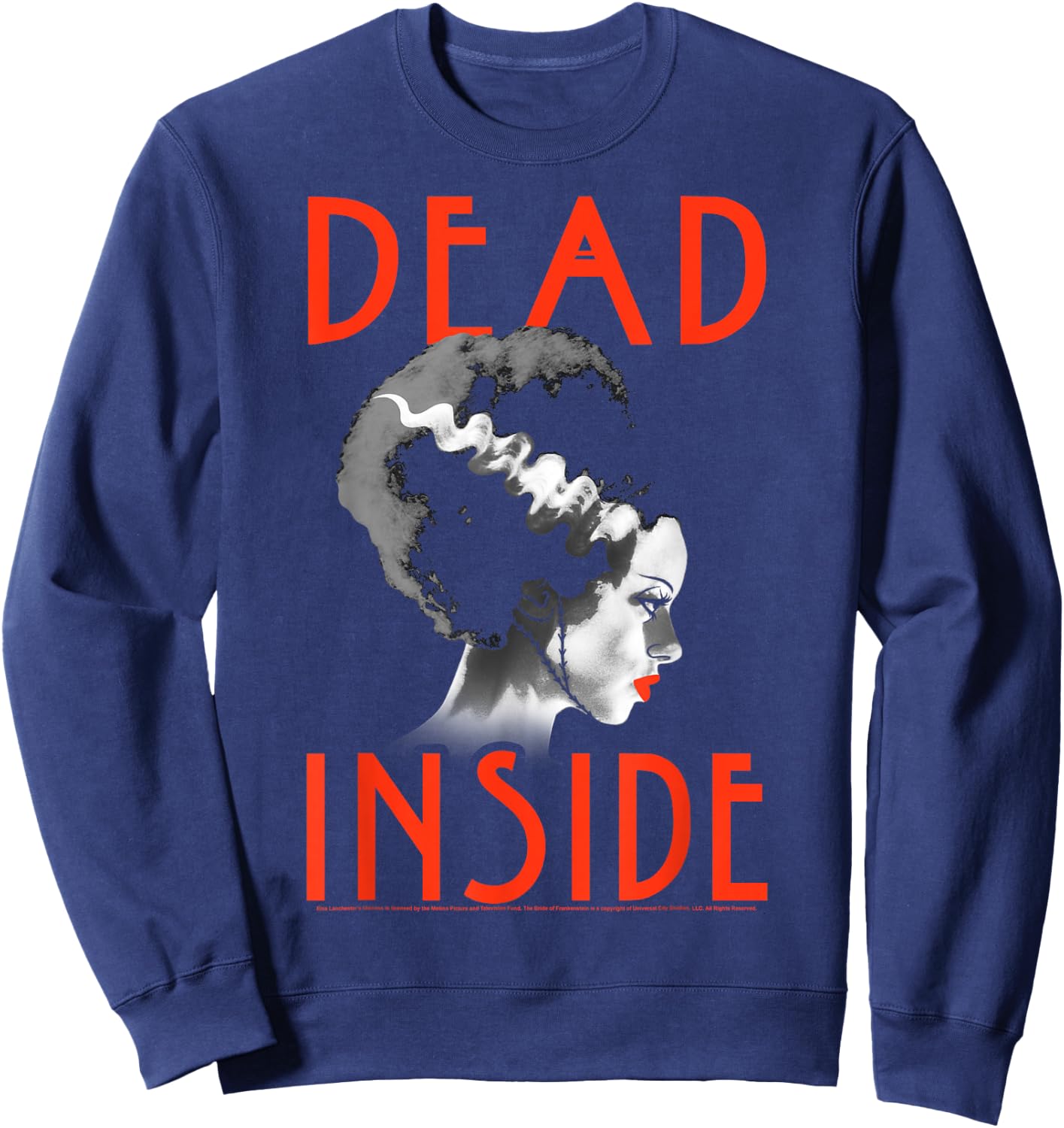 Universal Monsters Bride Of Frankenstein Dead Inside Profile Sweatshirt - Sweatshirt | Navy