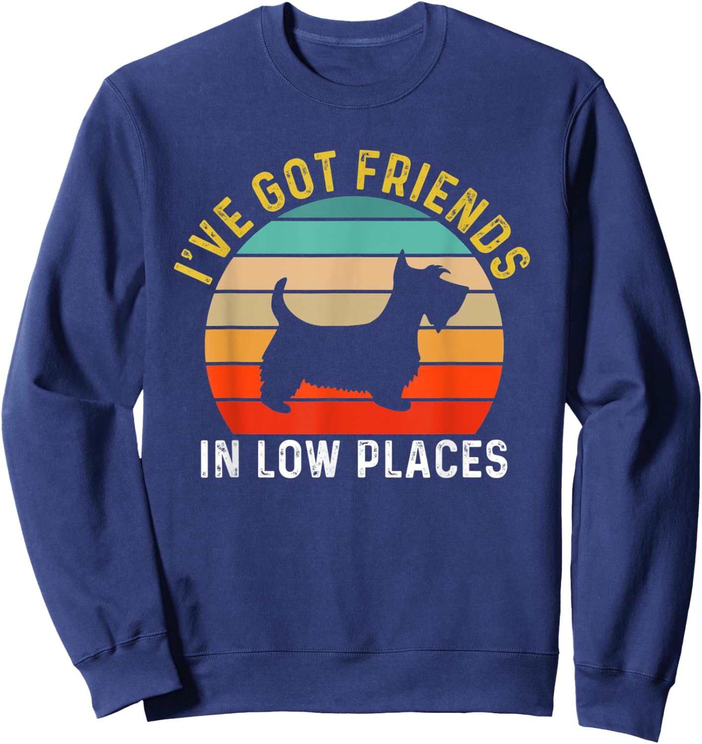 I've Got Friends In Low Places Scottie Funny Dog Retro Women Kids Sweatshirt - Sweatshirt | Navy