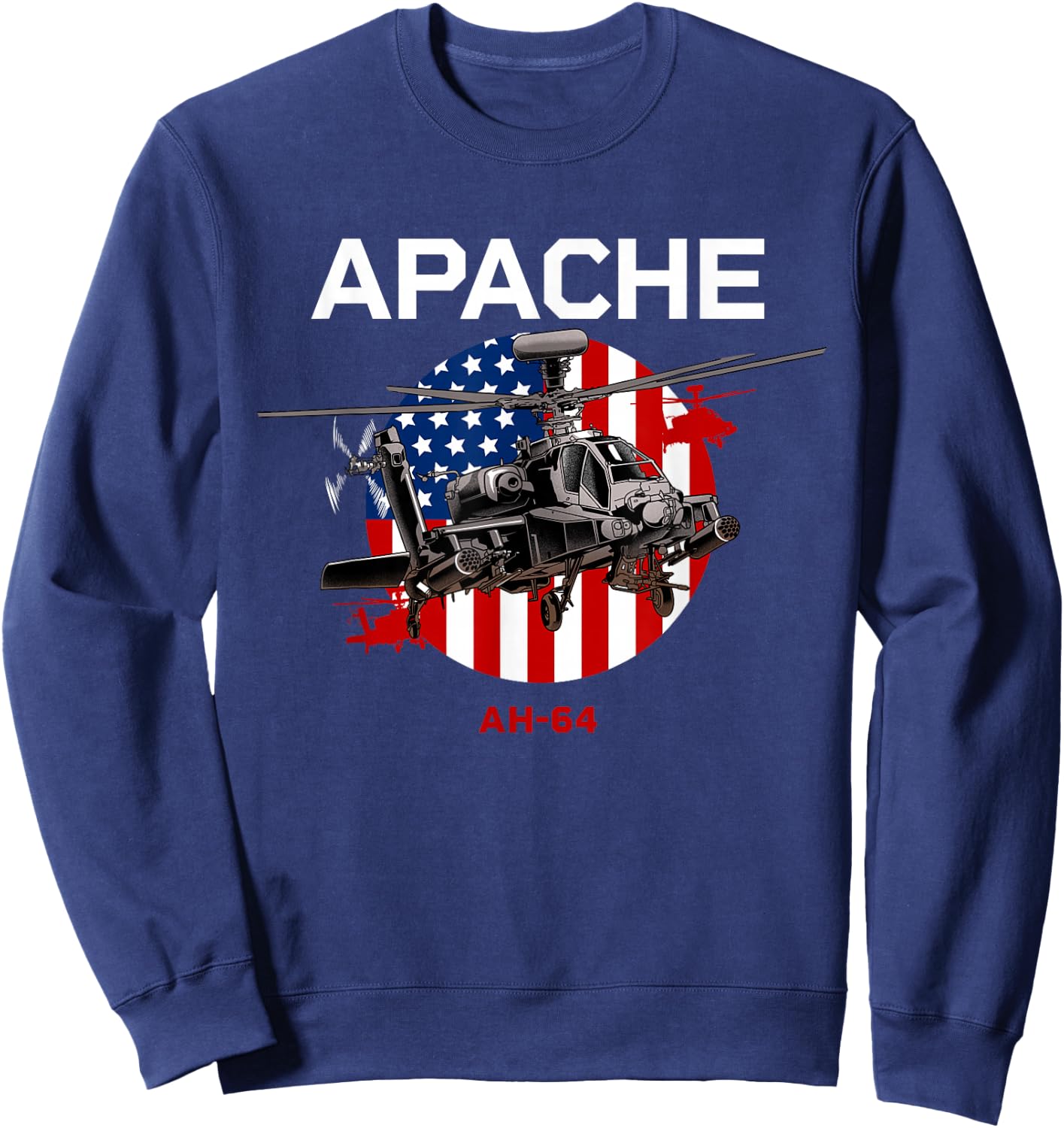 AH-64 Apache US Army Helicopter Sweatshirt - Sweatshirt | Navy