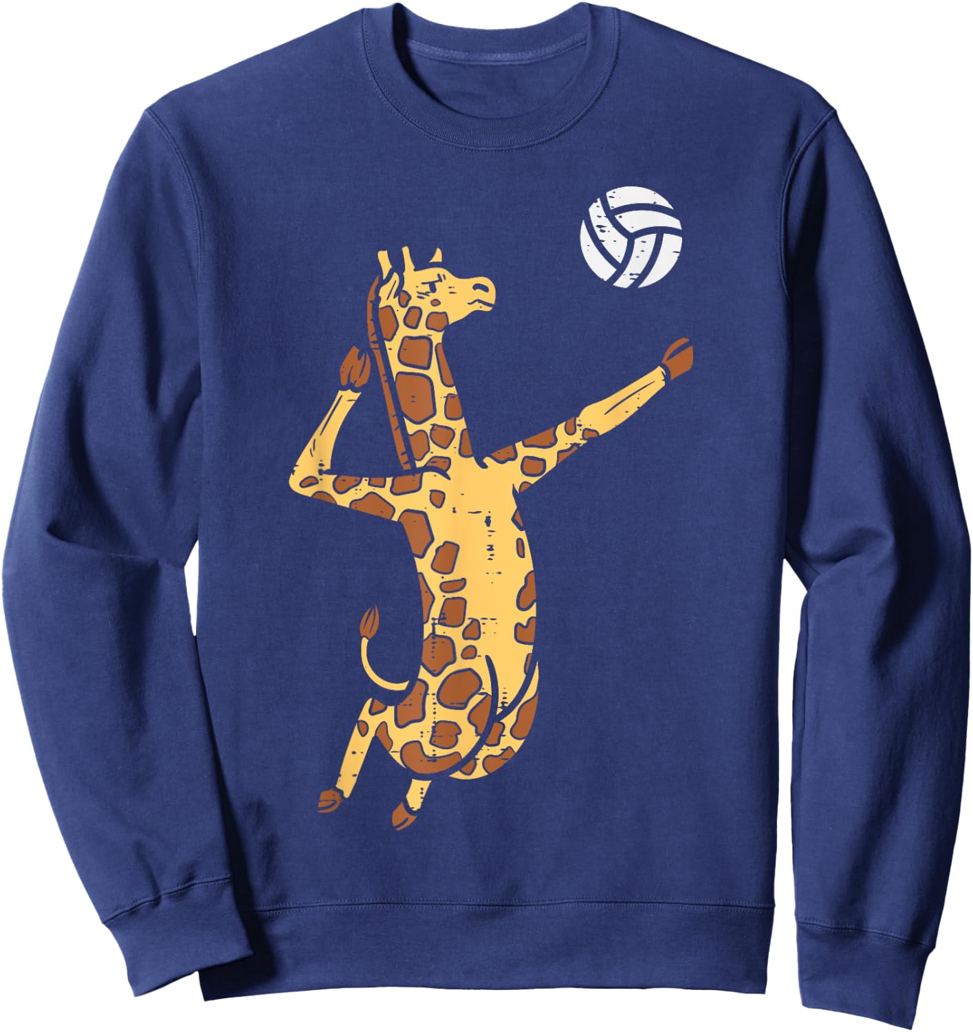 Giraffe Volleyball Spike Serve Player Spiker Boys Men Women Sweatshirt - Sweatshirt | Navy