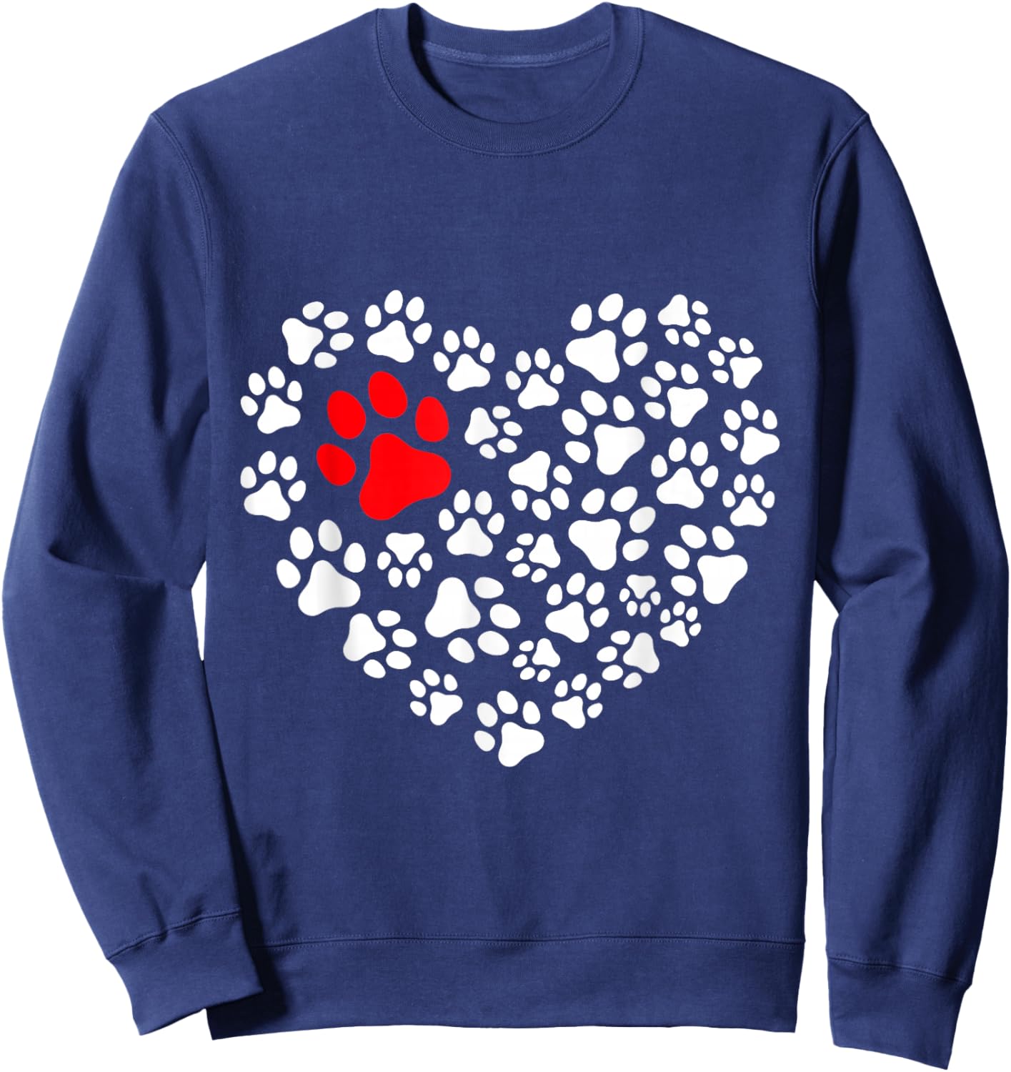 Paw Heart | Dog Paw Love Heart Print Sweatshirt - Sweatshirt | Navy