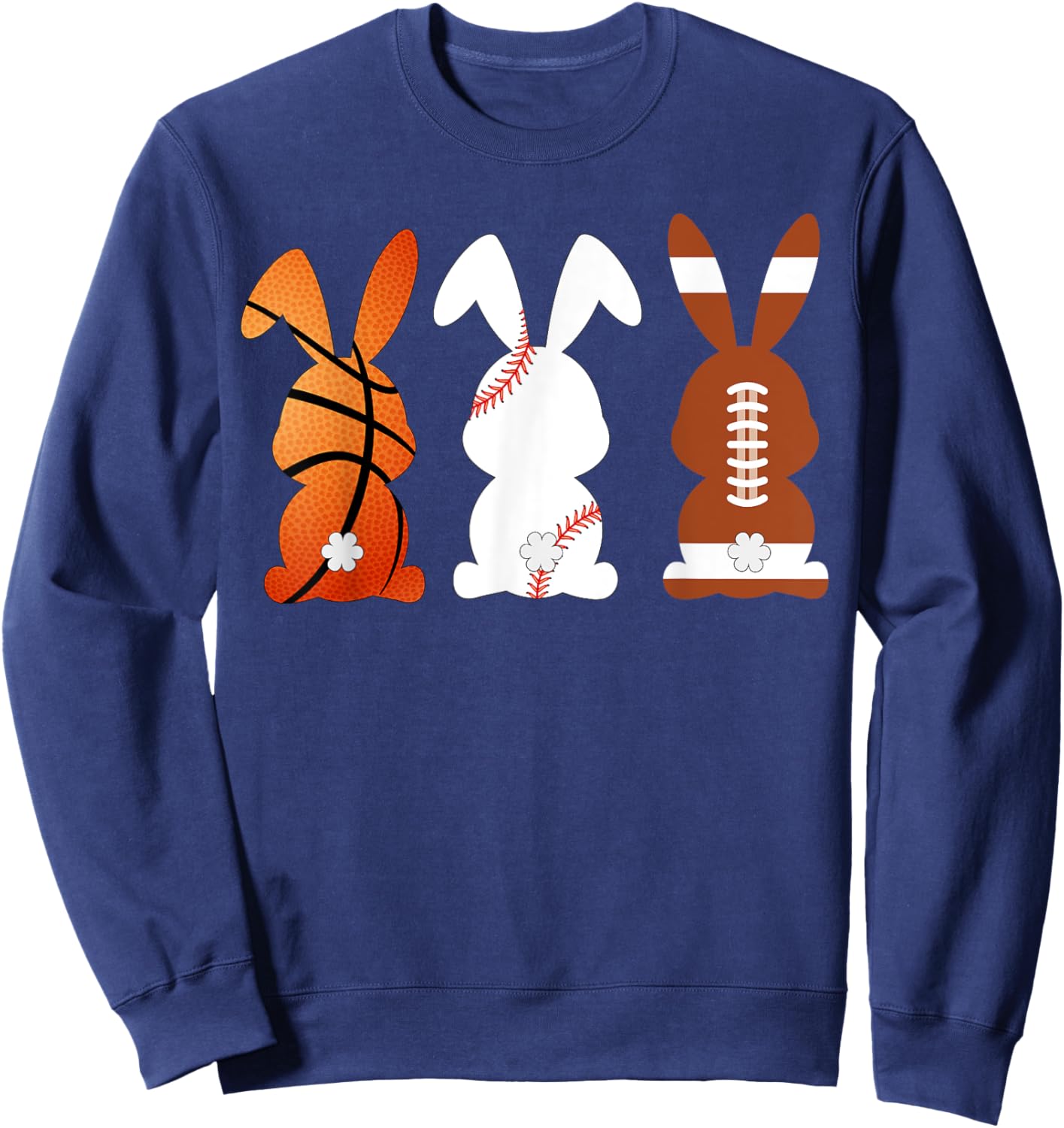 Basketball Baseball Football Sports Easter Bunny Rabbits Sweatshirt - Sweatshirt | Navy