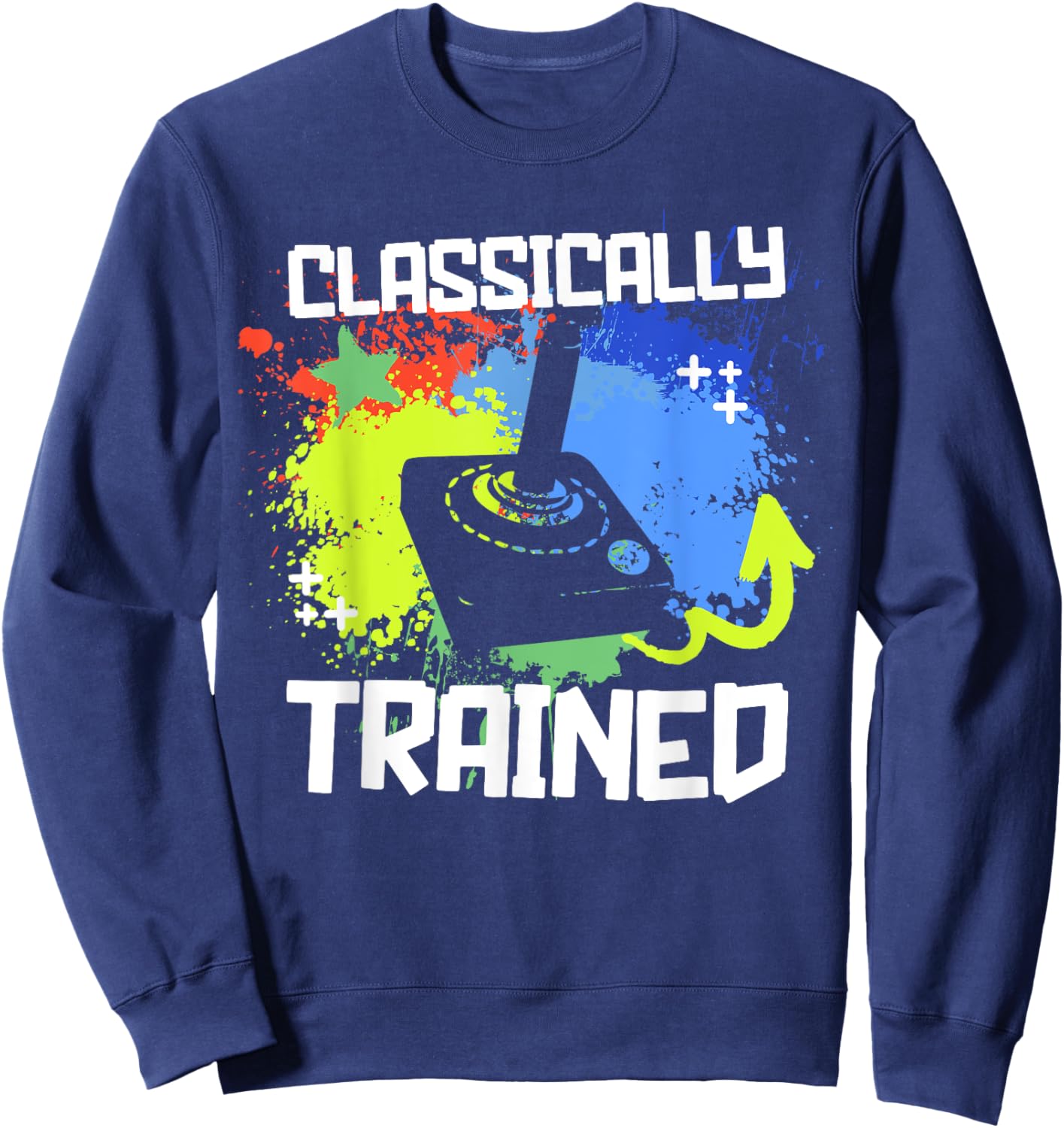 Classically Trained Video Game Retro Gaming Joystick Graphic Sweatshirt - Sweatshirt | Navy