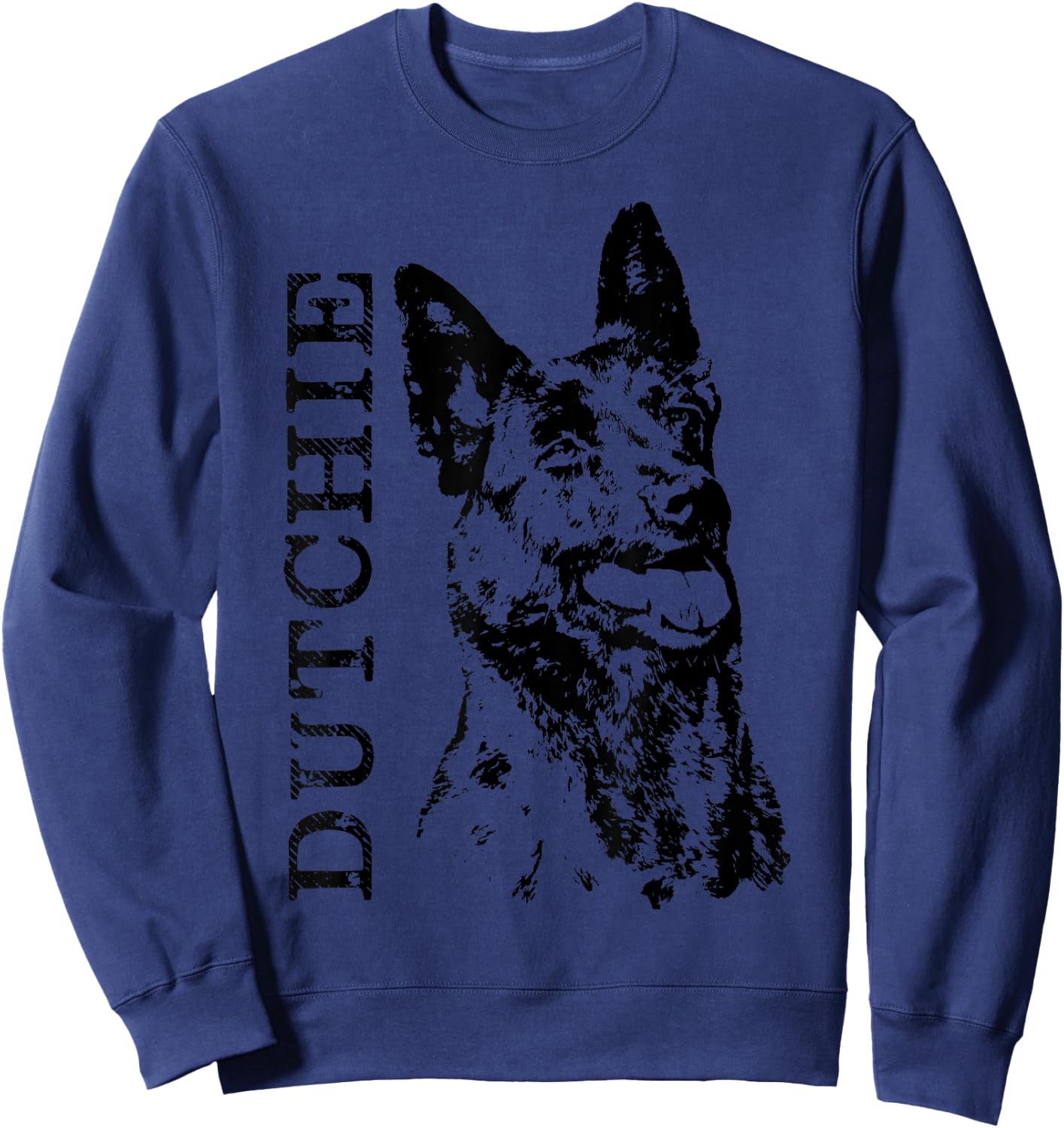 K9PrintArt Dutchie - Dutch Shepherd Dutchie , Men's Grey Small Classic Fit Short Sleeve Collarless Modern Sweatshirt - Sweatshirt | Navy